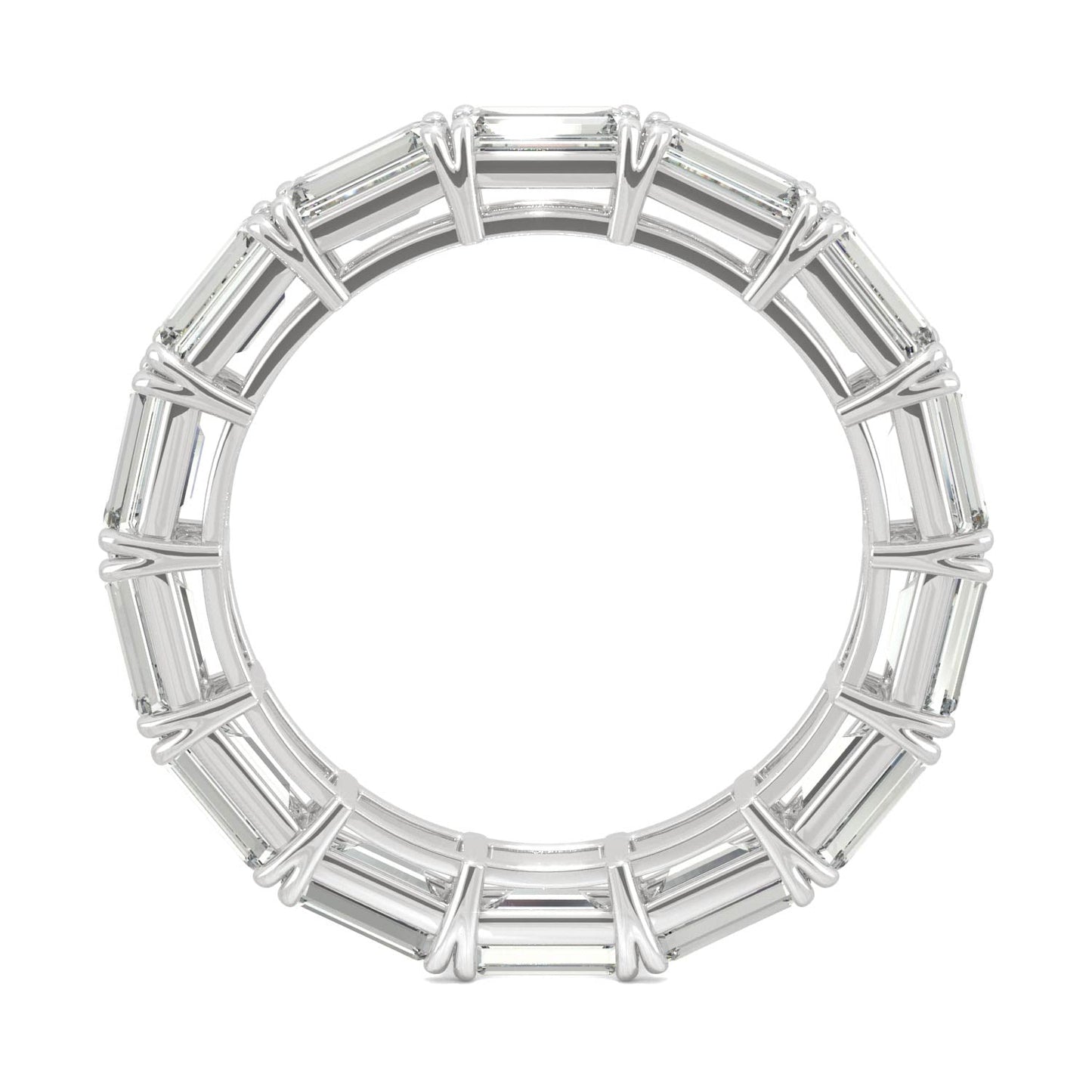 3.78 CTW DEW Emerald Moissanite East-West Eternity Band in 14K White Gold