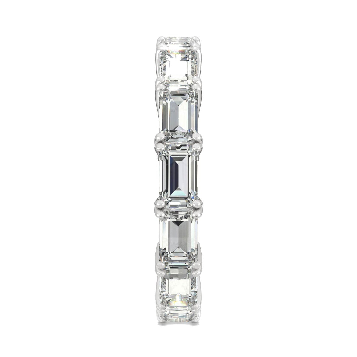 3.78 CTW DEW Emerald Moissanite East-West Eternity Band in 14K White Gold