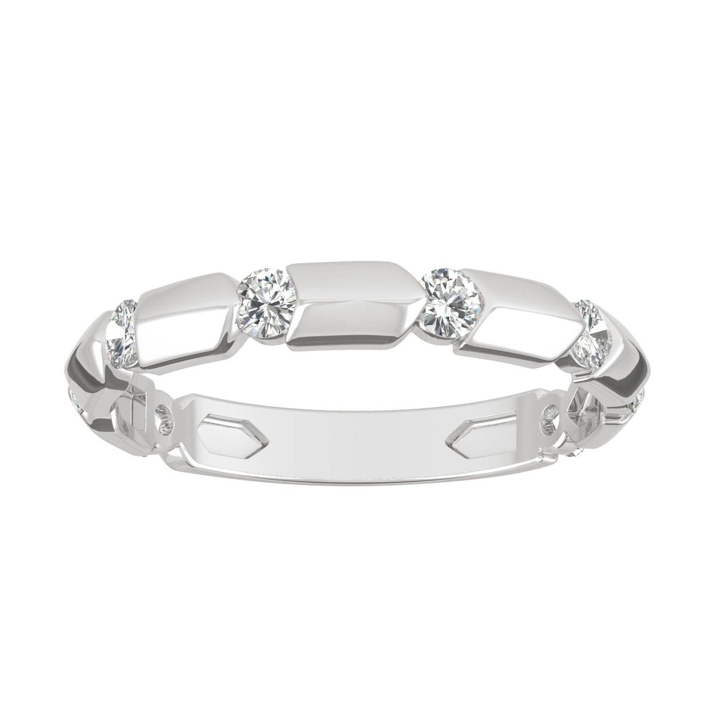 0.48 CTW DEW Round Moissanite Stackable Ring in 14K White Gold