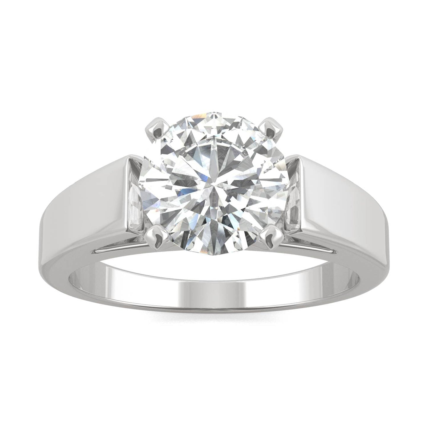 1.90 CTW DEW Round Moissanite Solitaire Engagement Ring in 14K White Gold