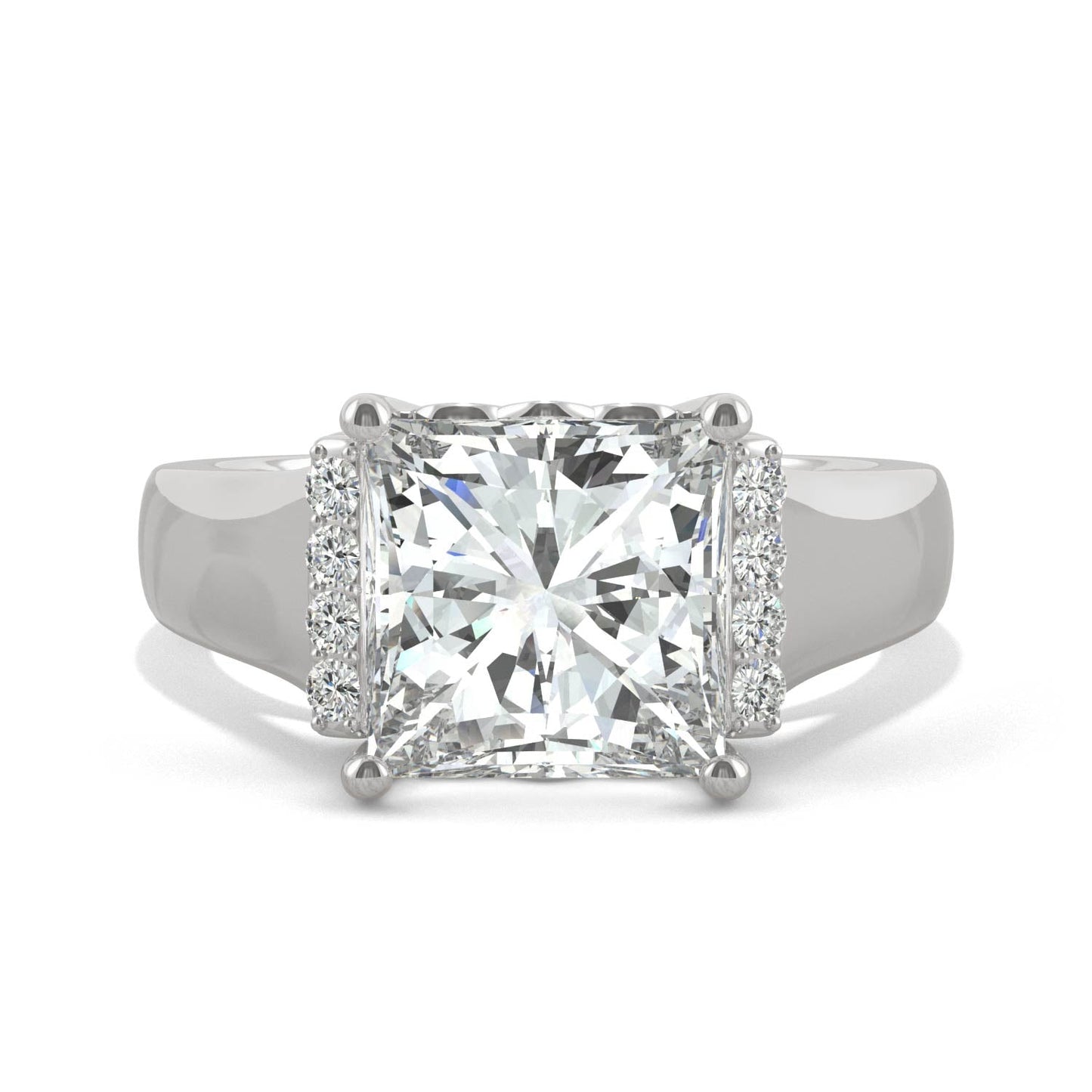 3.72 CTW DEW Square Moissanite Fashion Ring in 14K White Gold