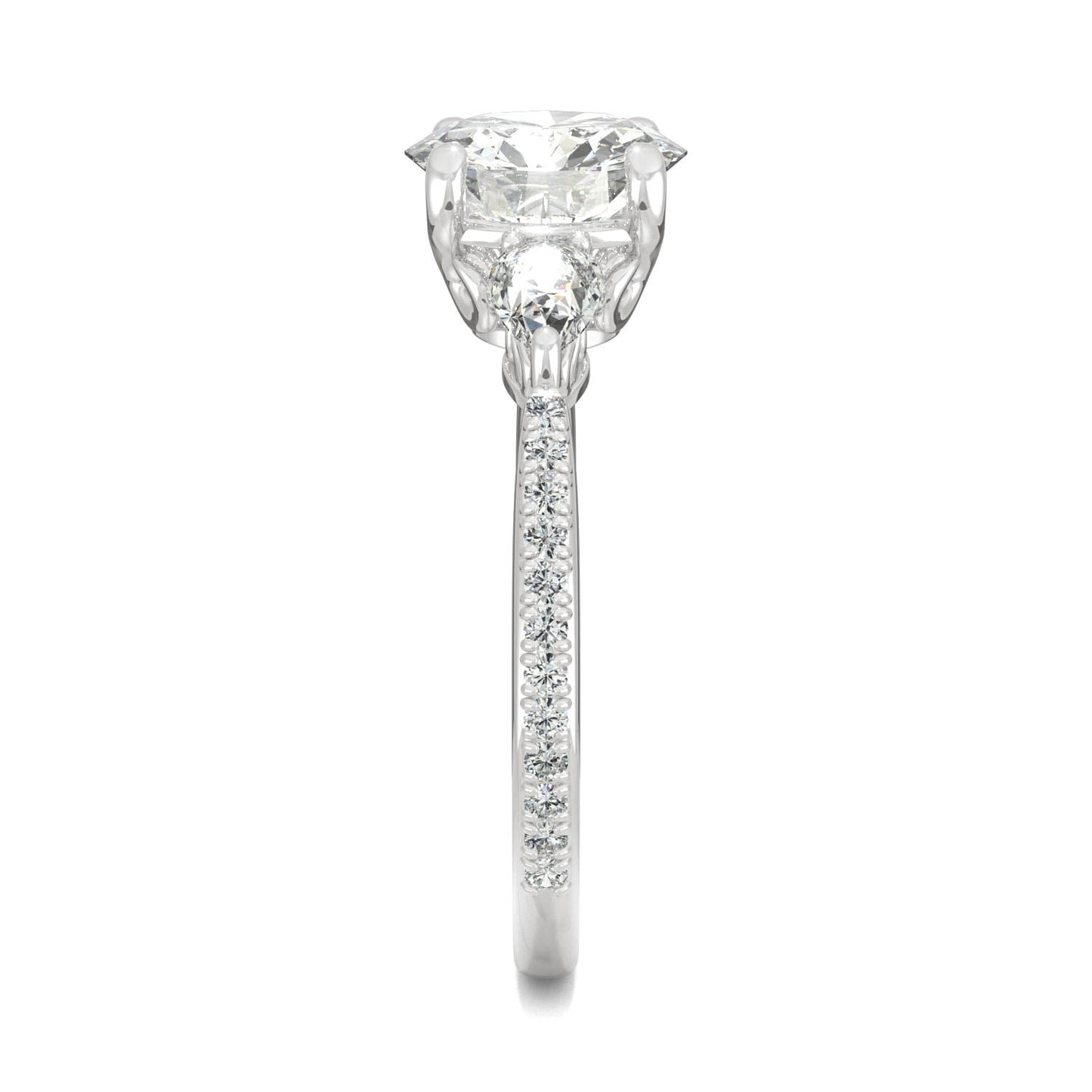 2.50 CTW DEW Round Moissanite Engagement Ring in 14K White Gold