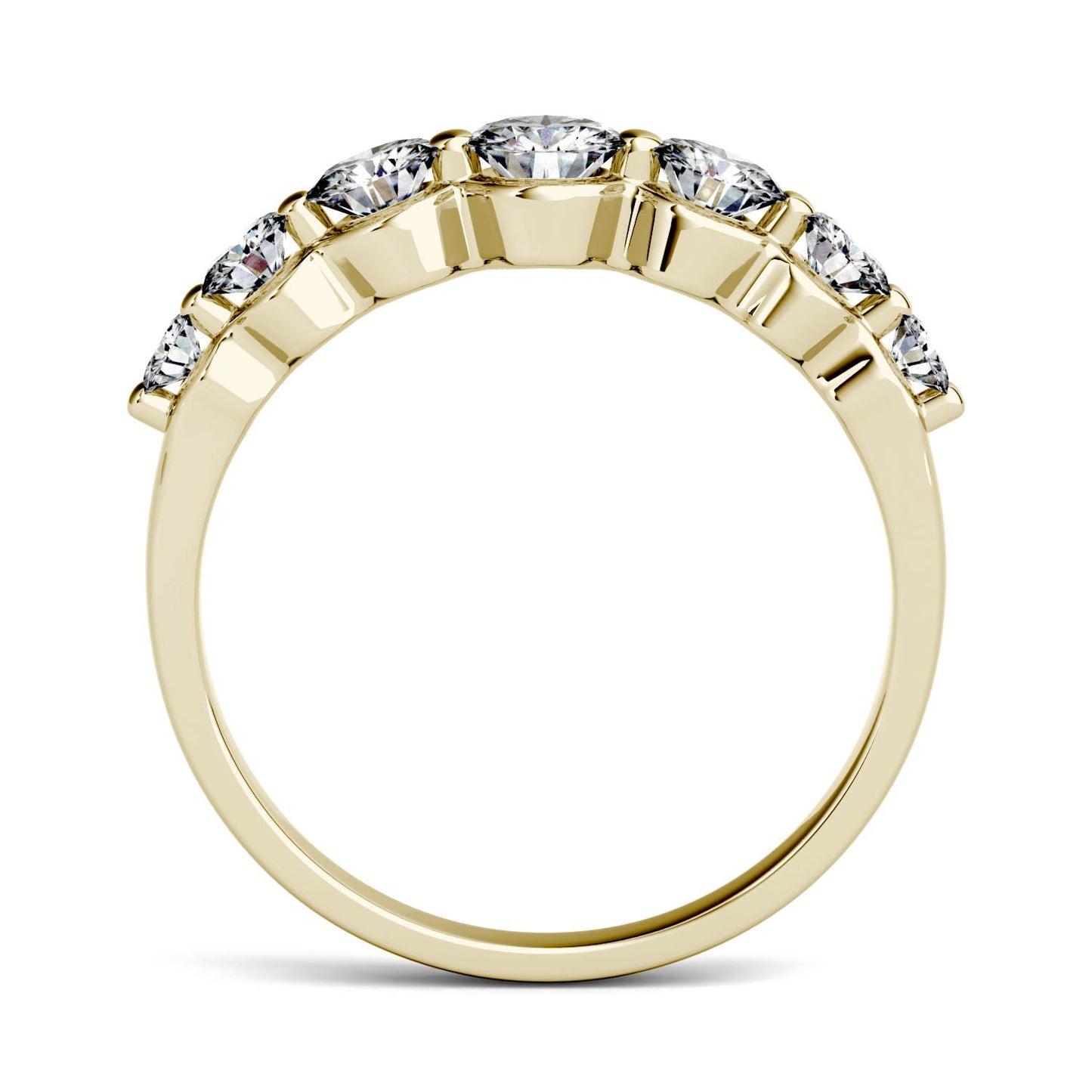 0.87 CTW DEW Round Moissanite Seven-Stone Ring in 14K Yellow Gold