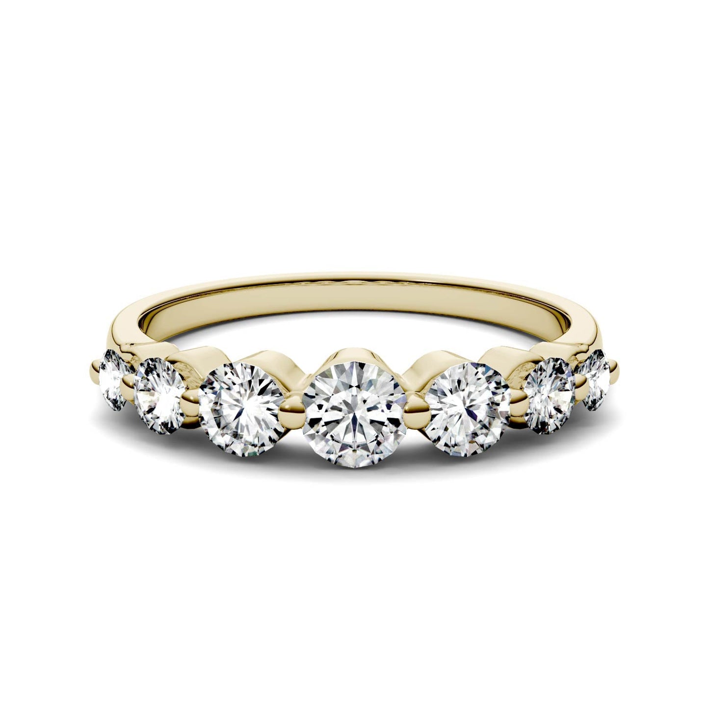 0.87 CTW DEW Round Moissanite Seven-Stone Ring in 14K Yellow Gold