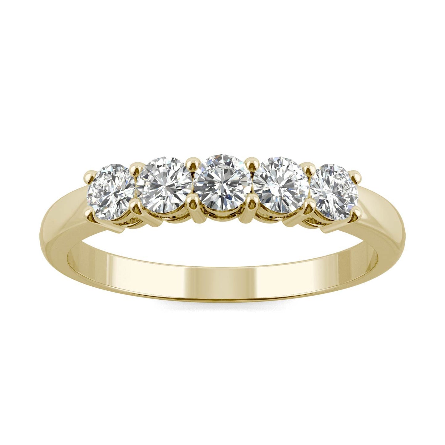 0.50 CTW DEW Round Moissanite Five-Stone Ring in 14K Yellow Gold