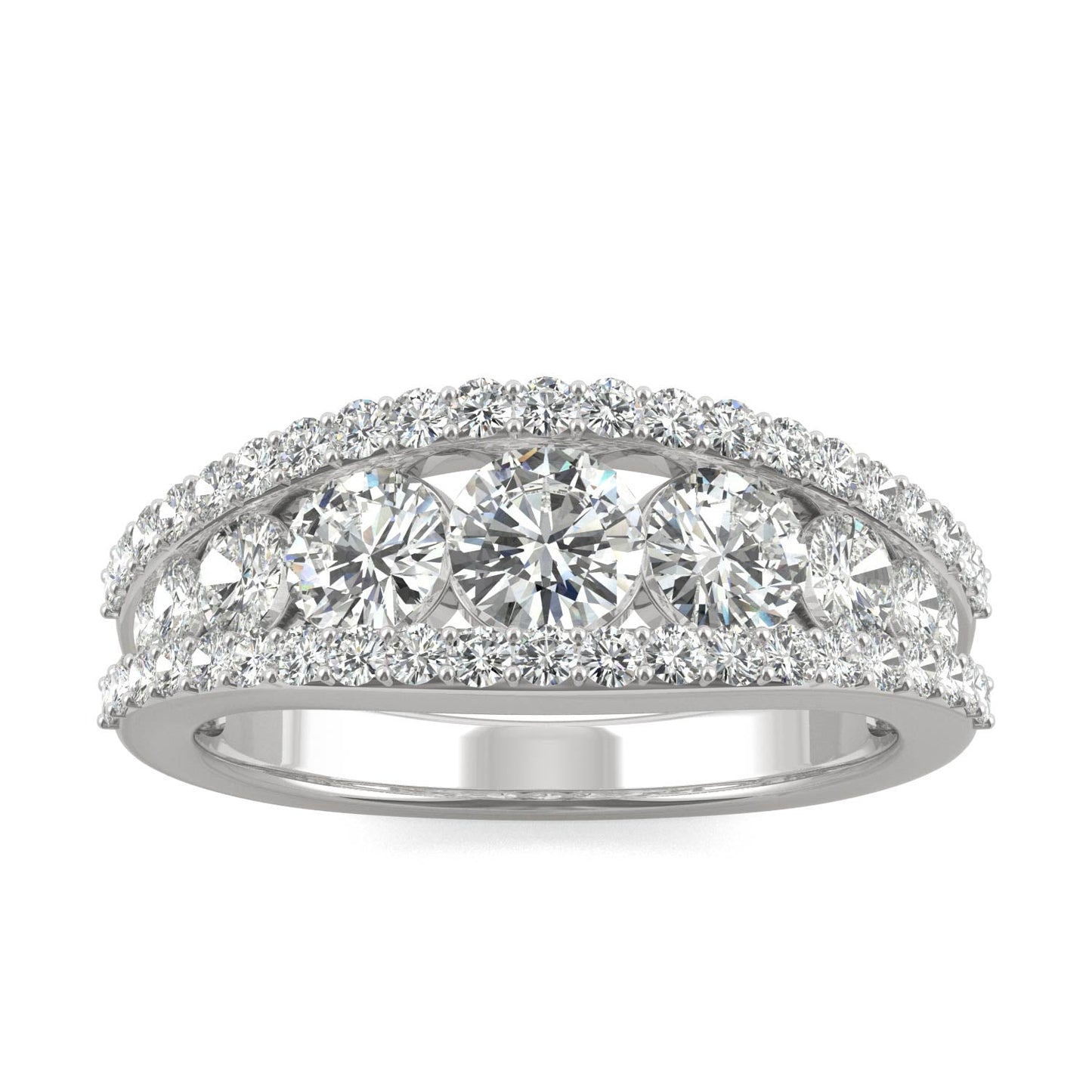1.53 CTW DEW Round Moissanite Graduated Band in 14K White Gold
