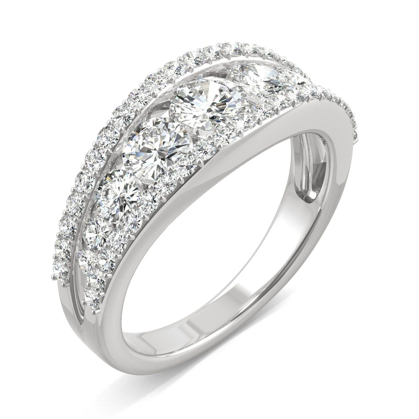 1.53 CTW DEW Round Moissanite Graduated Band in 14K White Gold