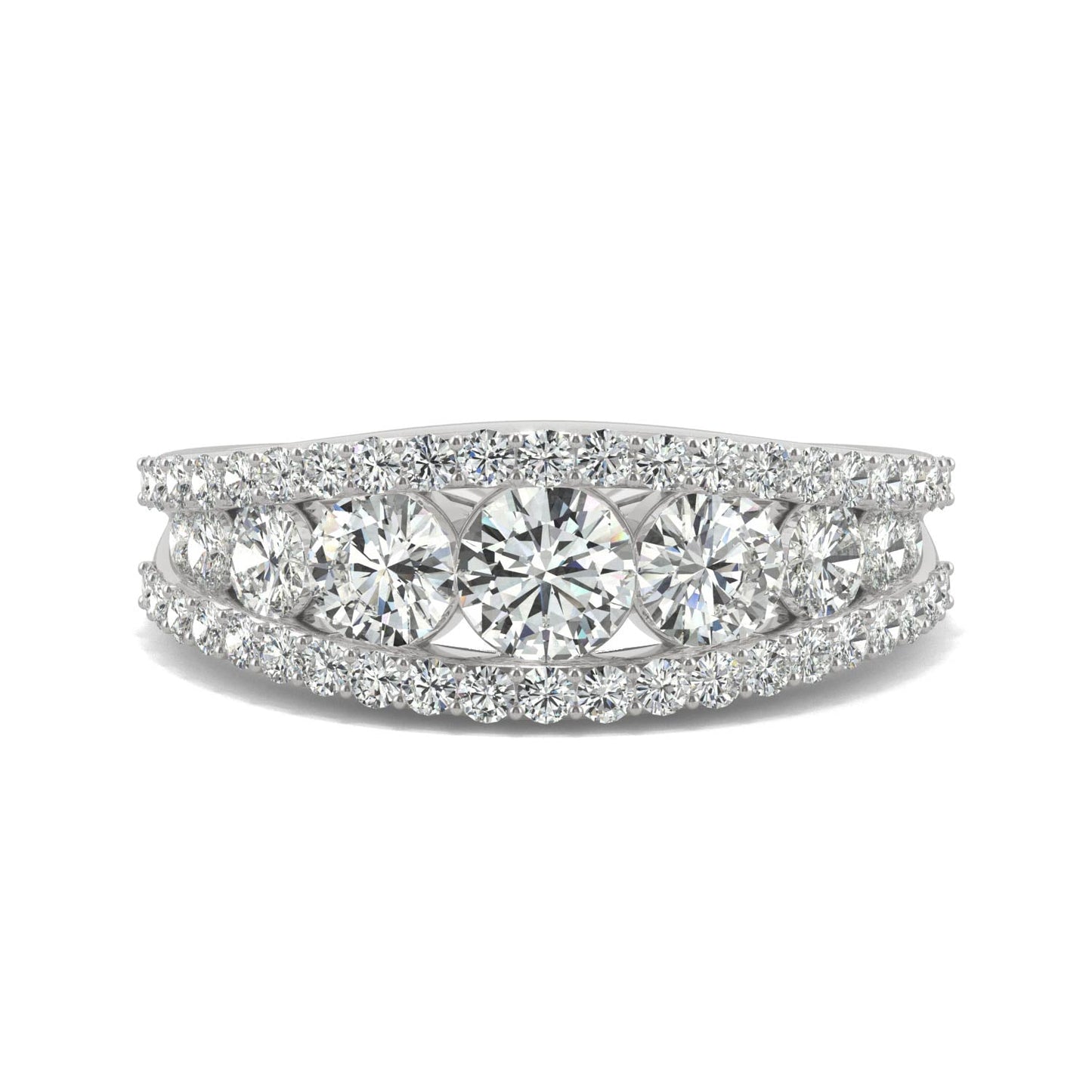 1.53 CTW DEW Round Moissanite Graduated Band in 14K White Gold