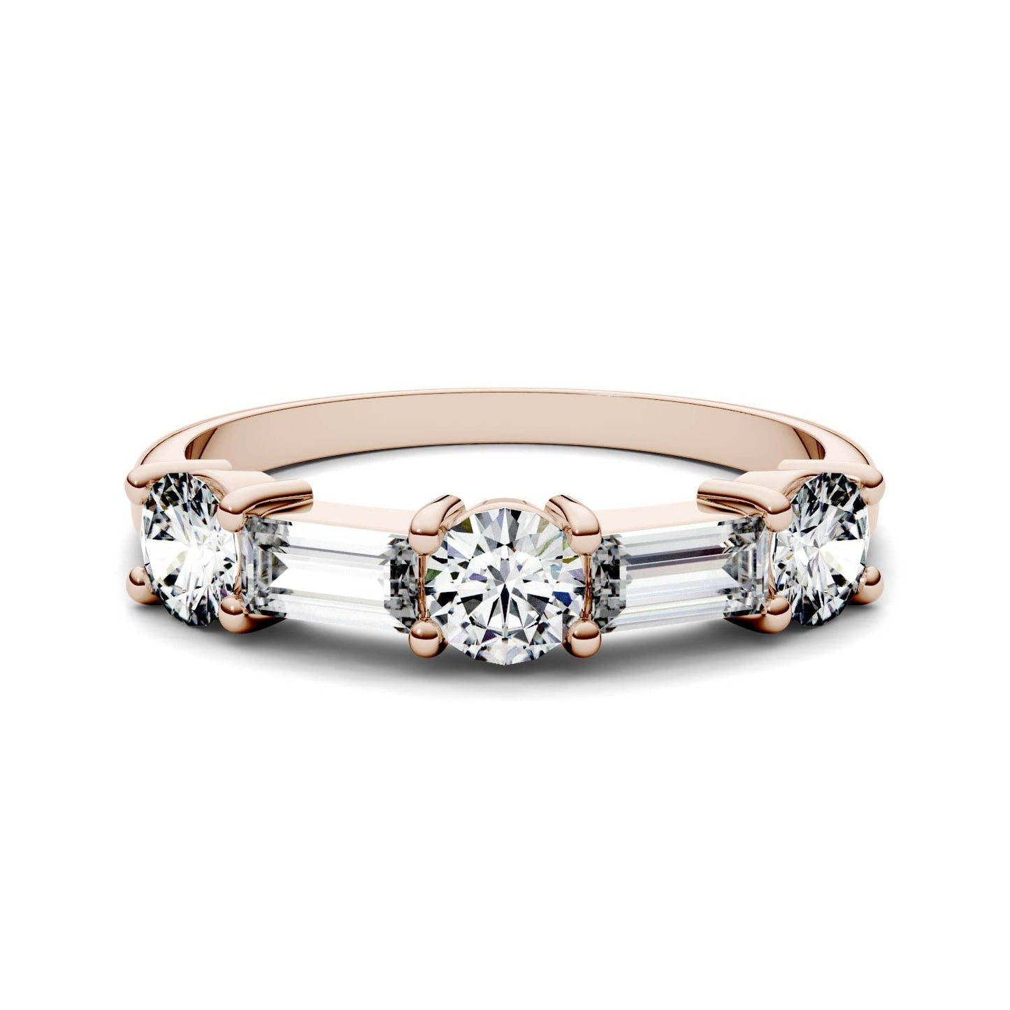 1.15 CTW DEW Straight Baguette Moissanite Band in 14K Rose Gold