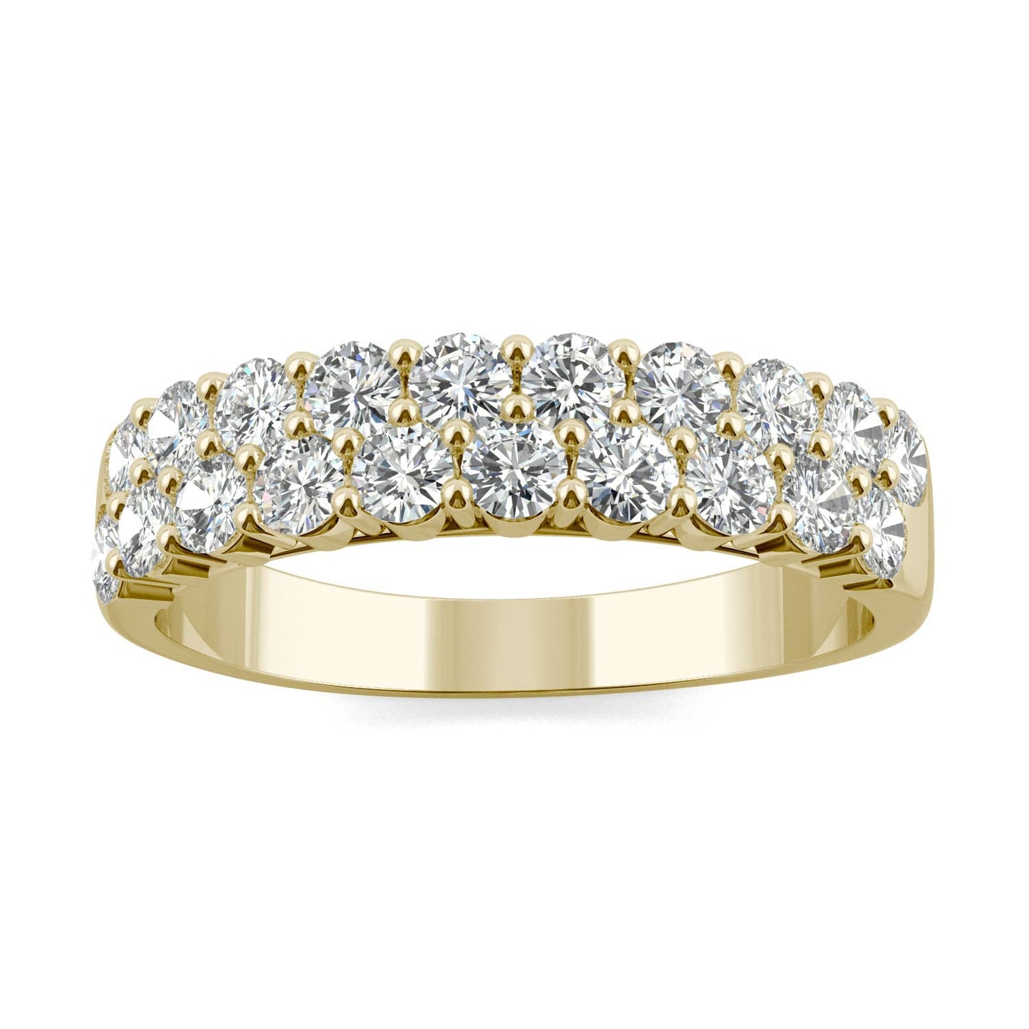 1.00 CTW DEW Round Moissanite Double-Row Band in 14K Yellow Gold