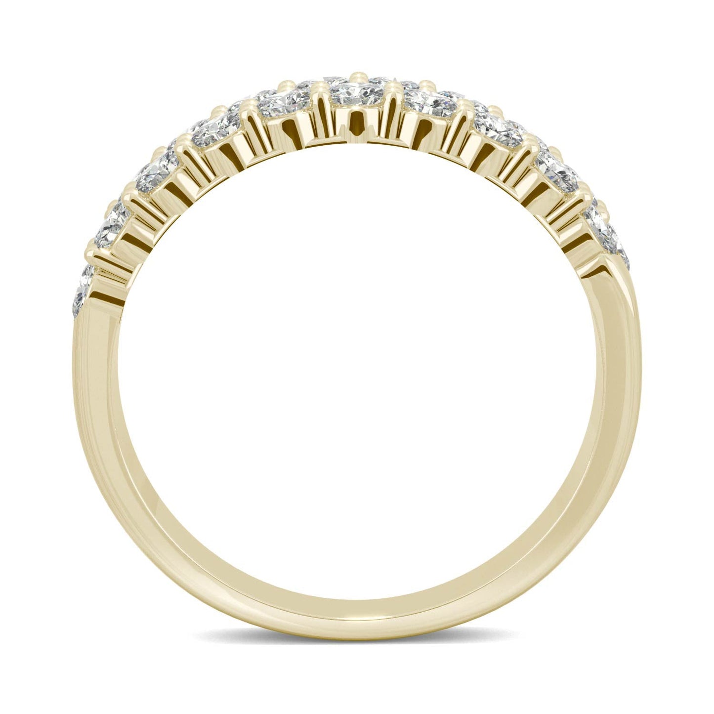 1.00 CTW DEW Round Moissanite Double-Row Band in 14K Yellow Gold