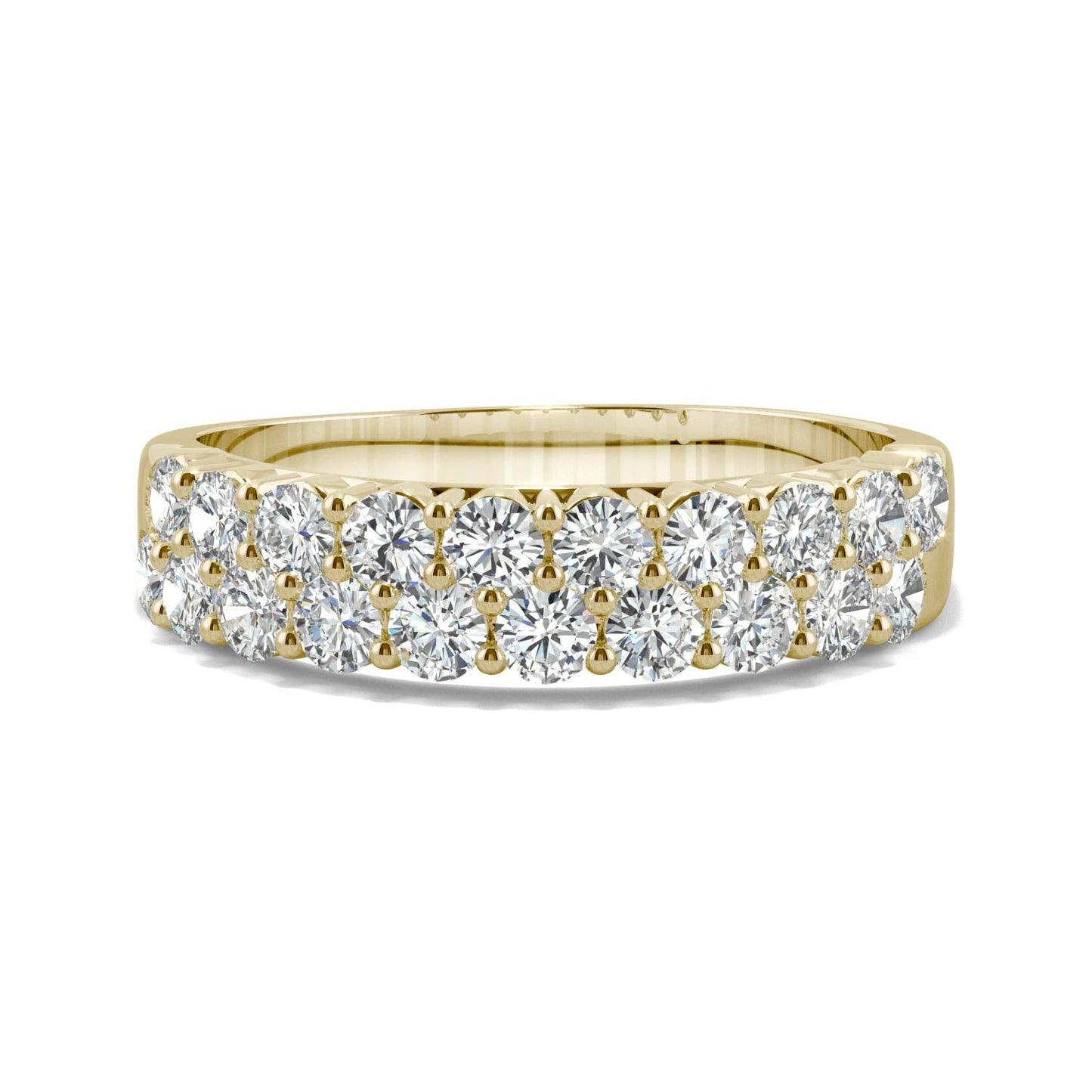 1.00 CTW DEW Round Moissanite Double-Row Band in 14K Yellow Gold