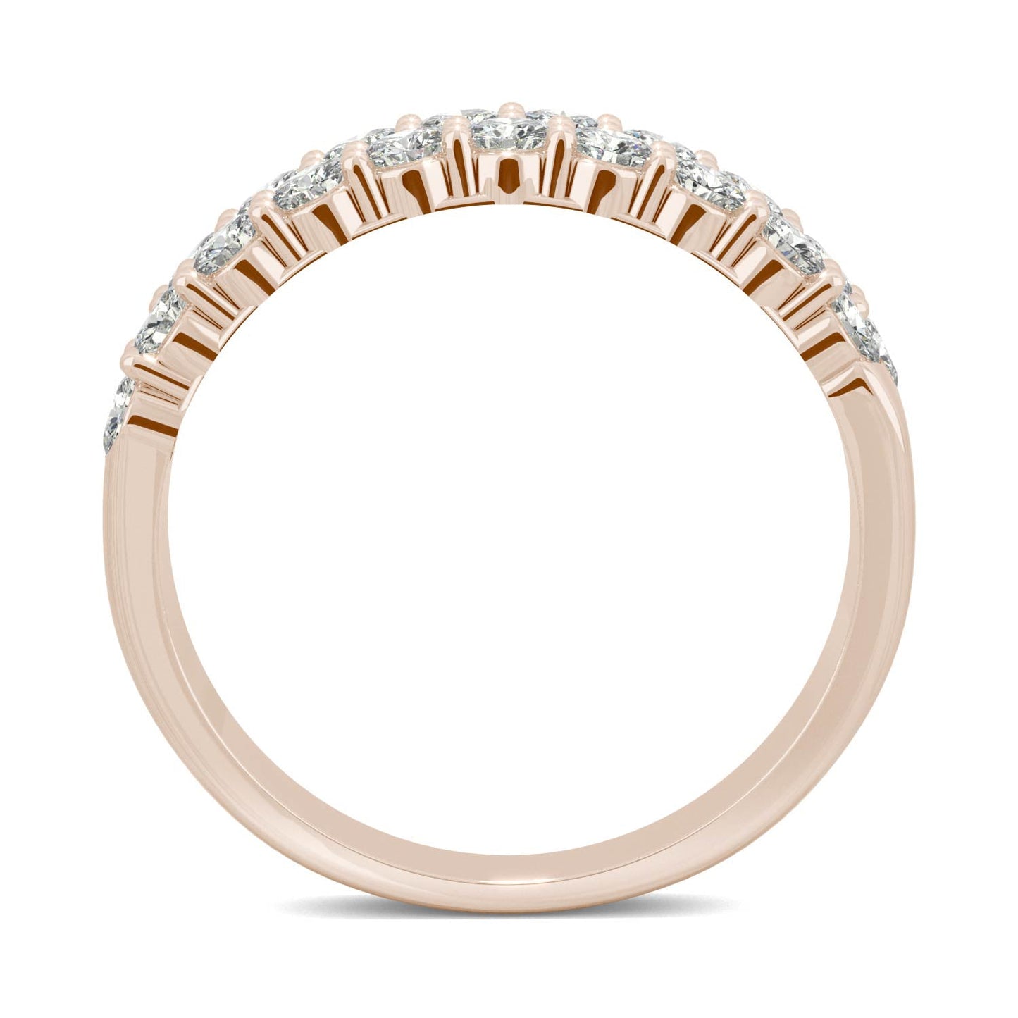 1.00 CTW DEW Round Moissanite Double-Row Band in 14K Rose Gold