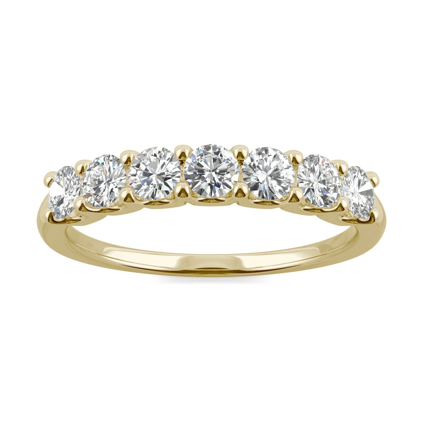 0.70 CTW DEW Round Moissanite Anniversary Band in 14K Yellow Gold