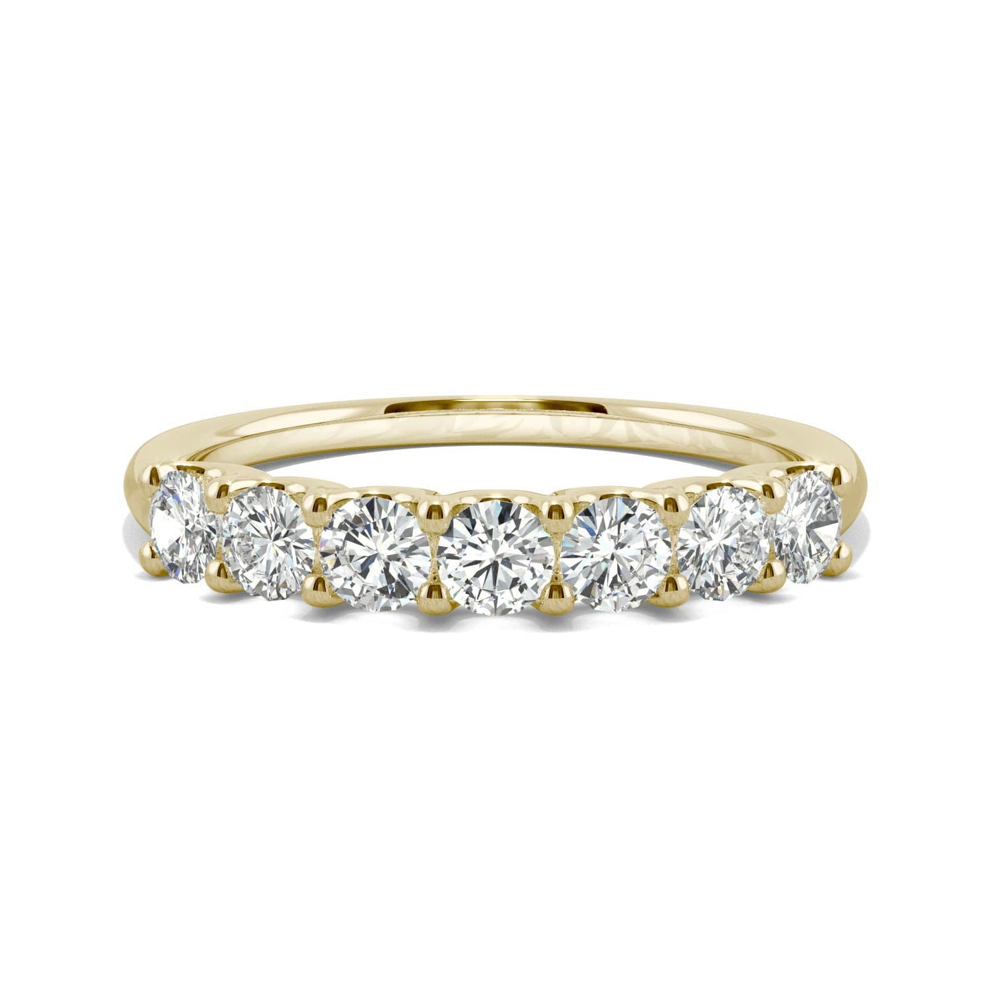0.70 CTW DEW Round Moissanite Anniversary Band in 14K Yellow Gold