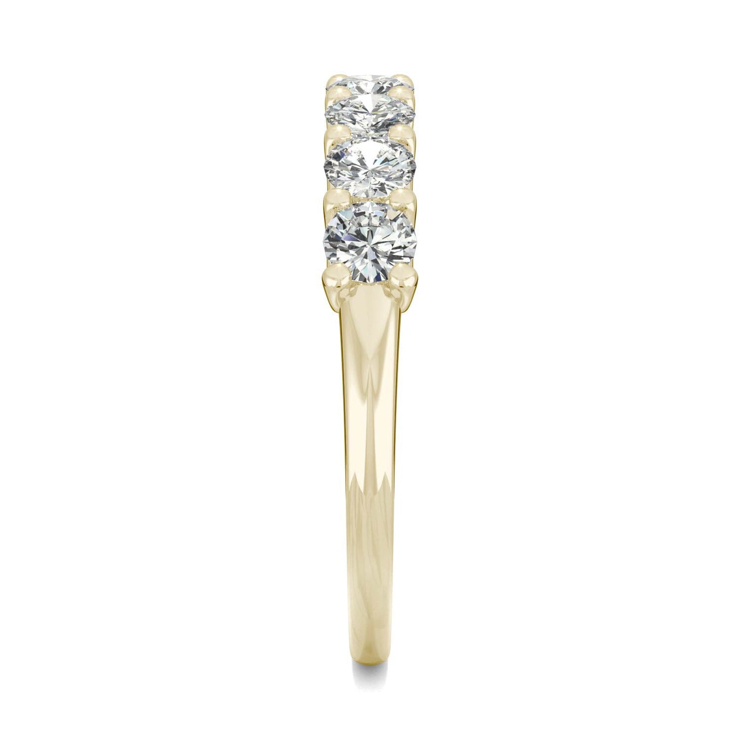 0.70 CTW DEW Round Moissanite Anniversary Band in 14K Yellow Gold