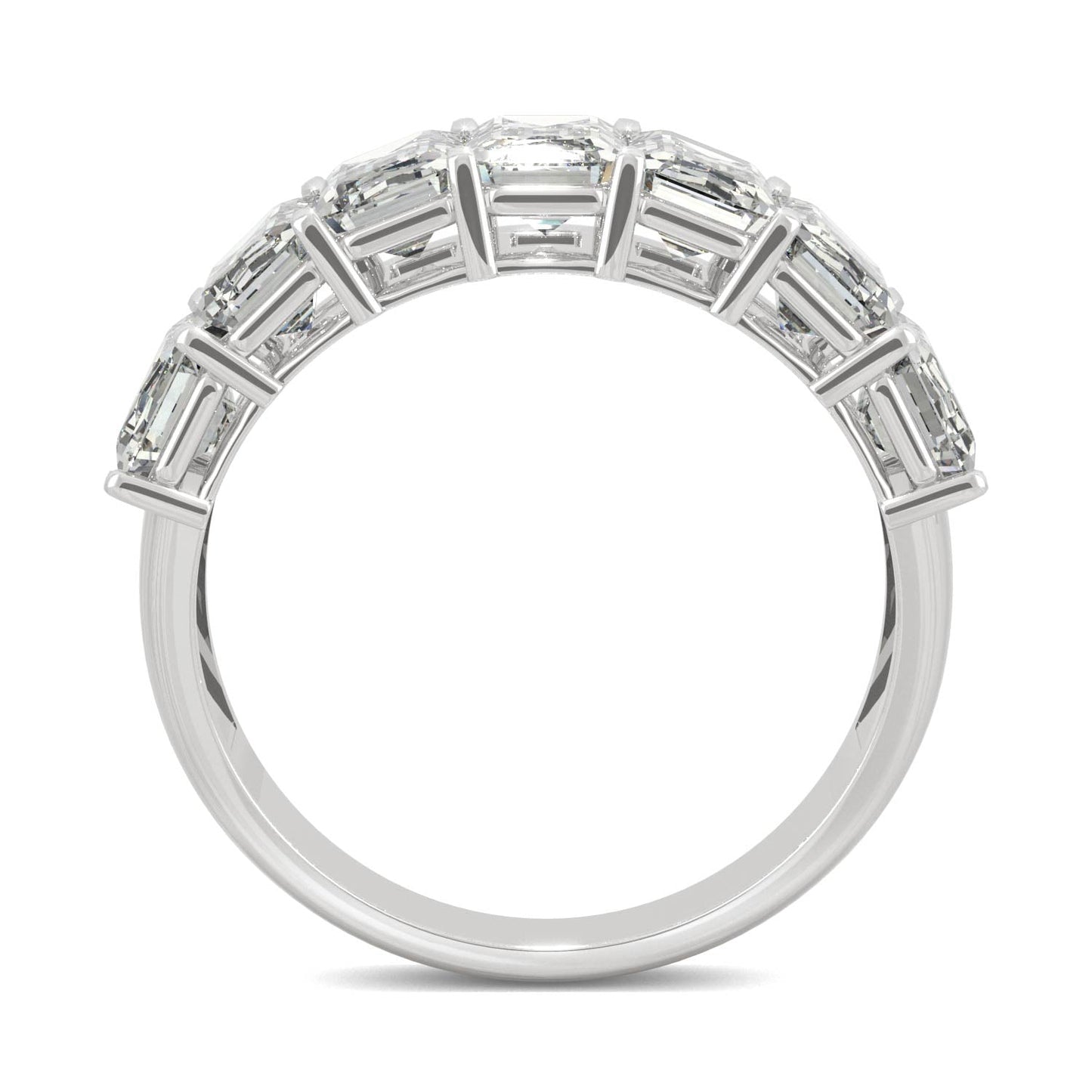 4.06 CTW DEW Emerald Moissanite Seven-Stone Anniversary Band in 14K White Gold
