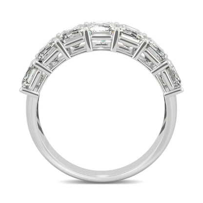 4.06 CTW DEW Emerald Moissanite Seven-Stone Anniversary Band in 14K White Gold