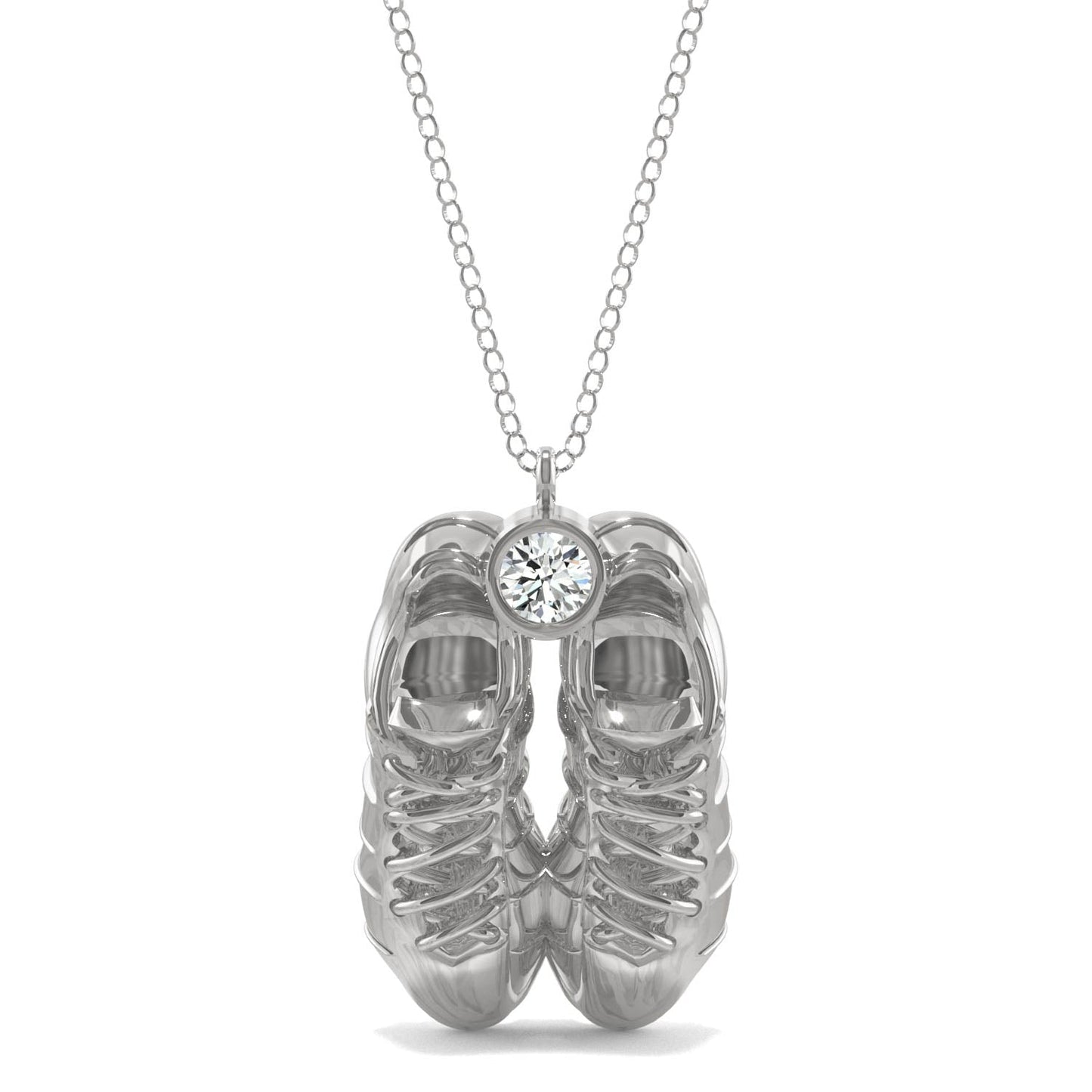 0.10 CTW DEW Moissanite Soccer Cleats Pendant in Sterling Silver