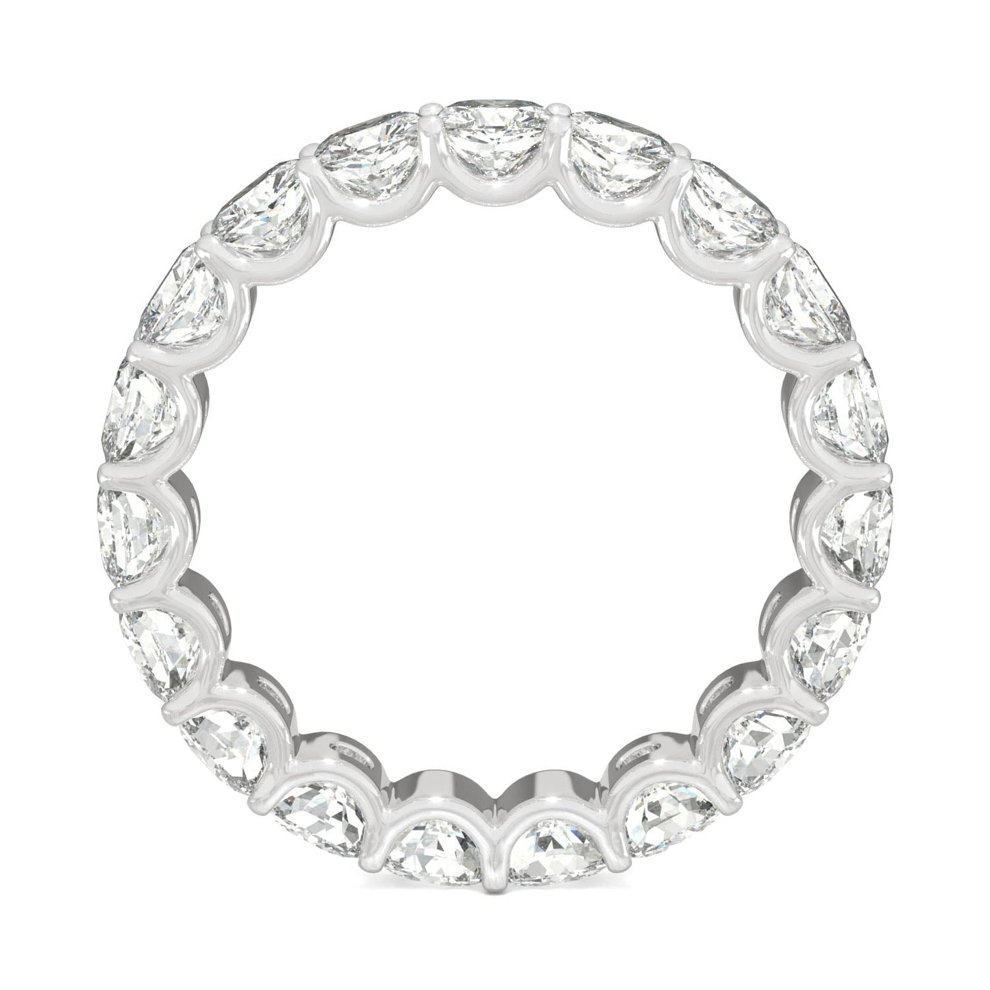4.18 CTW DEW Cushion Moissanite Eternity Band in 14K White Gold