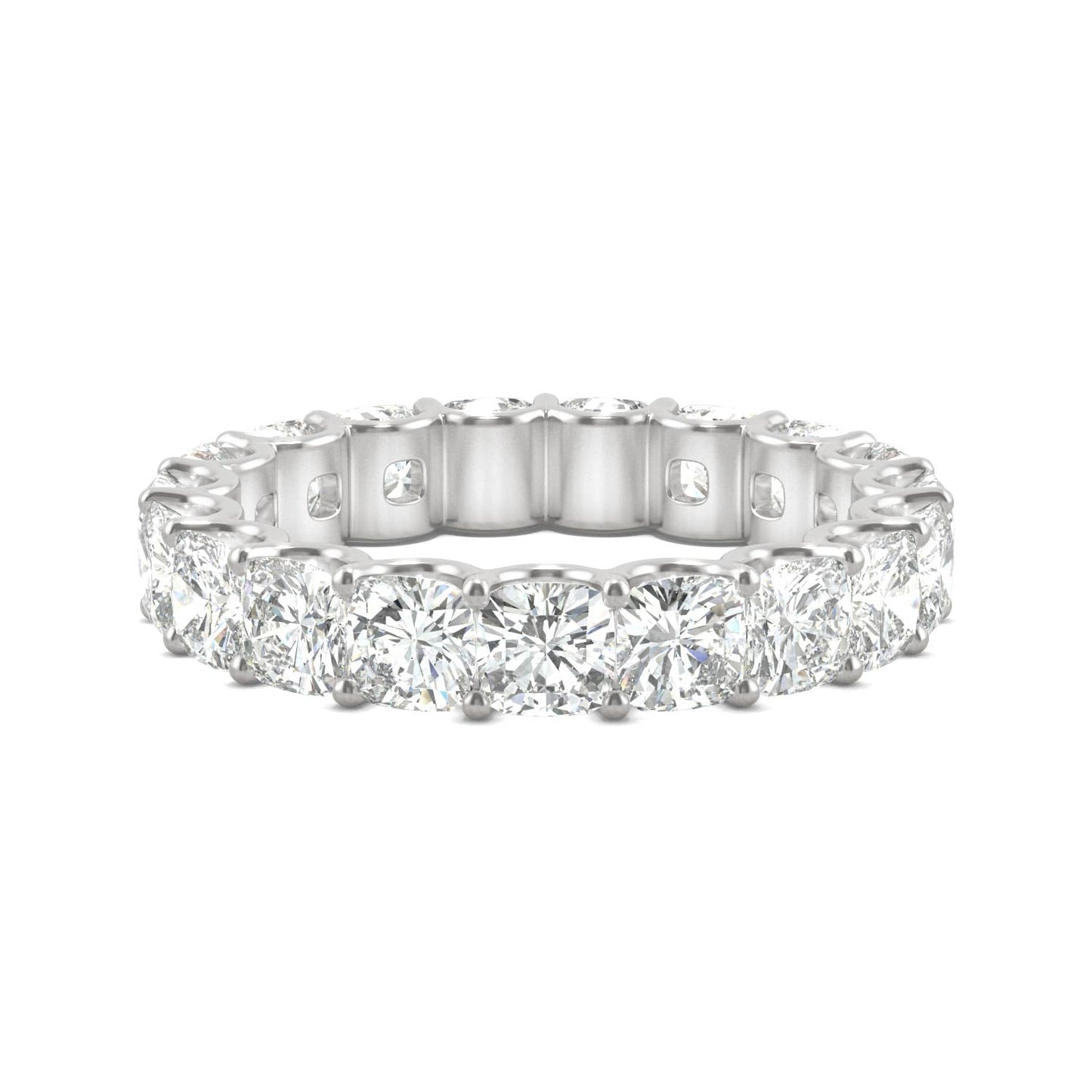 4.18 CTW DEW Cushion Moissanite Eternity Band in 14K White Gold