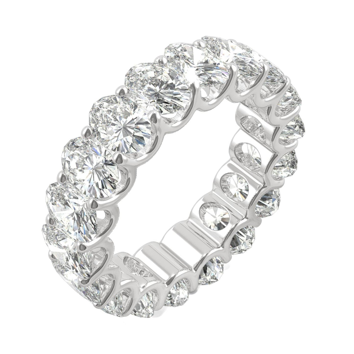 9.00 CTW DEW Oval Moissanite Eternity Band in 14K White Gold