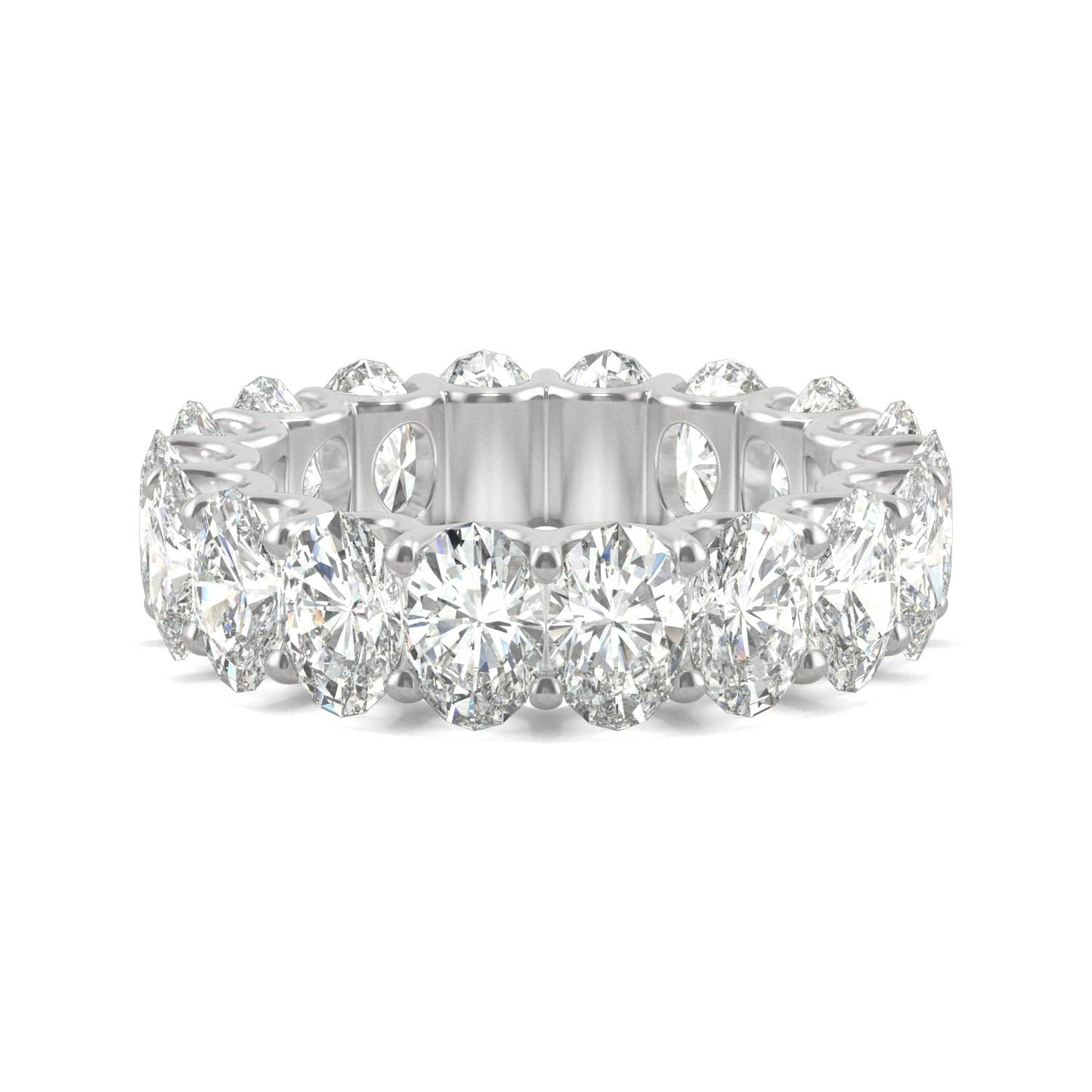 9.00 CTW DEW Oval Moissanite Eternity Band in 14K White Gold