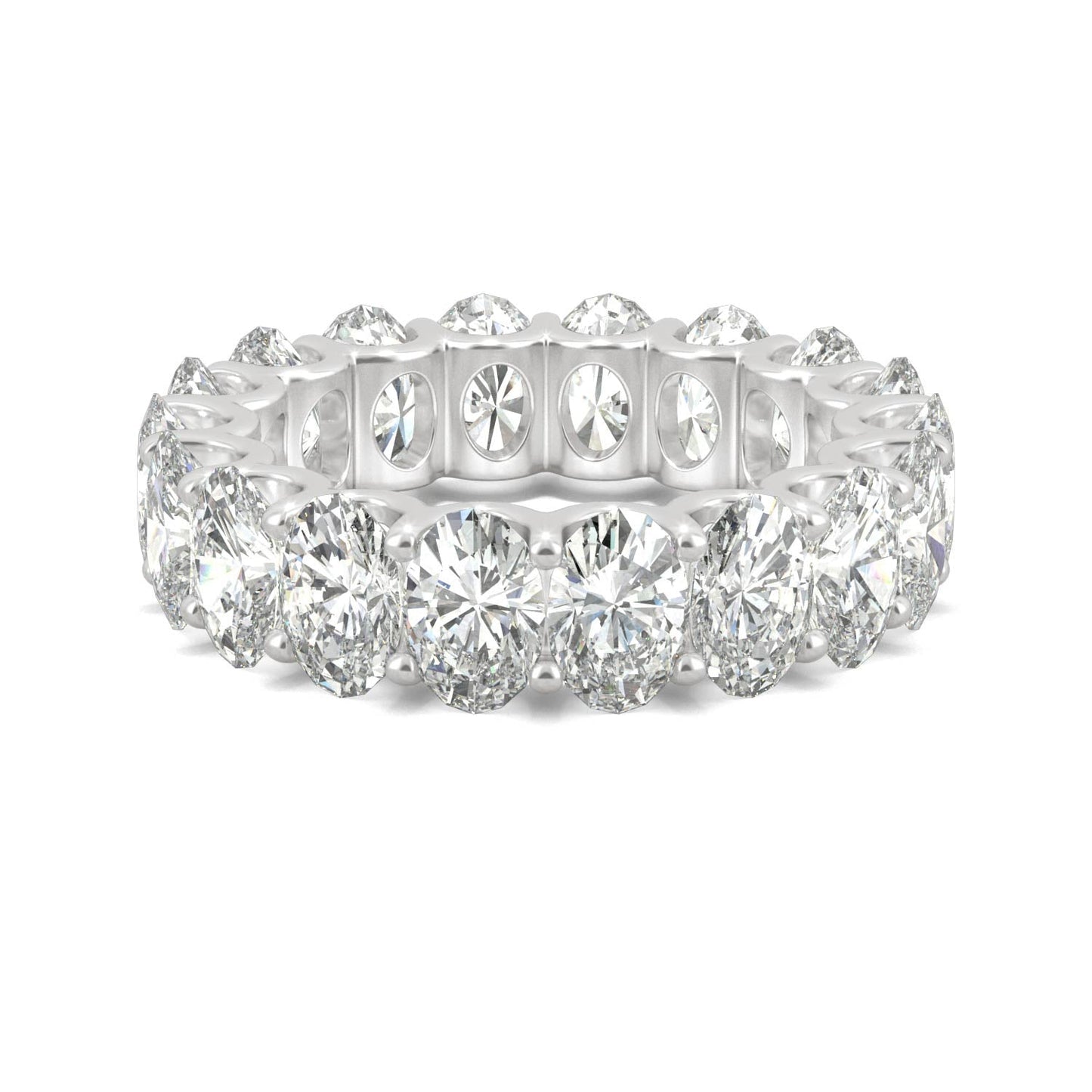 9.00 CTW DEW Oval Moissanite Eternity Band in 14K White Gold