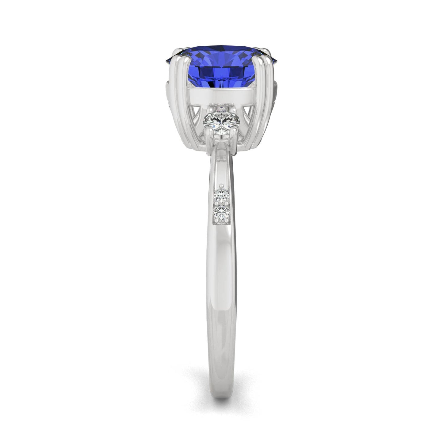 2.84 CTW DEW Round Created Sapphire Ring in 14K White Gold