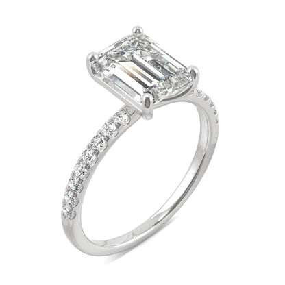 2.76 CTW DEW Emerald Moissanite Ring in 14K White Gold