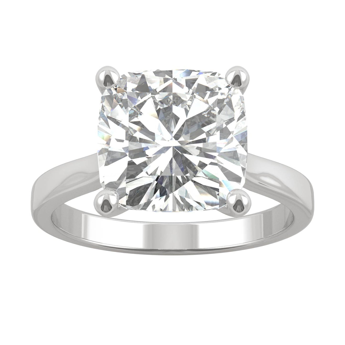 4.20 CTW DEW Cushion Moissanite Solitaire Engagement Ring in 14K White Gold