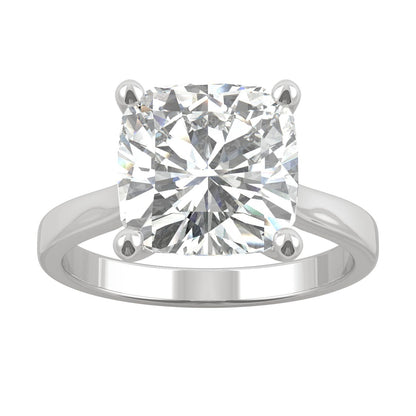4.20 CTW DEW Cushion Moissanite Solitaire Engagement Ring in 14K White Gold