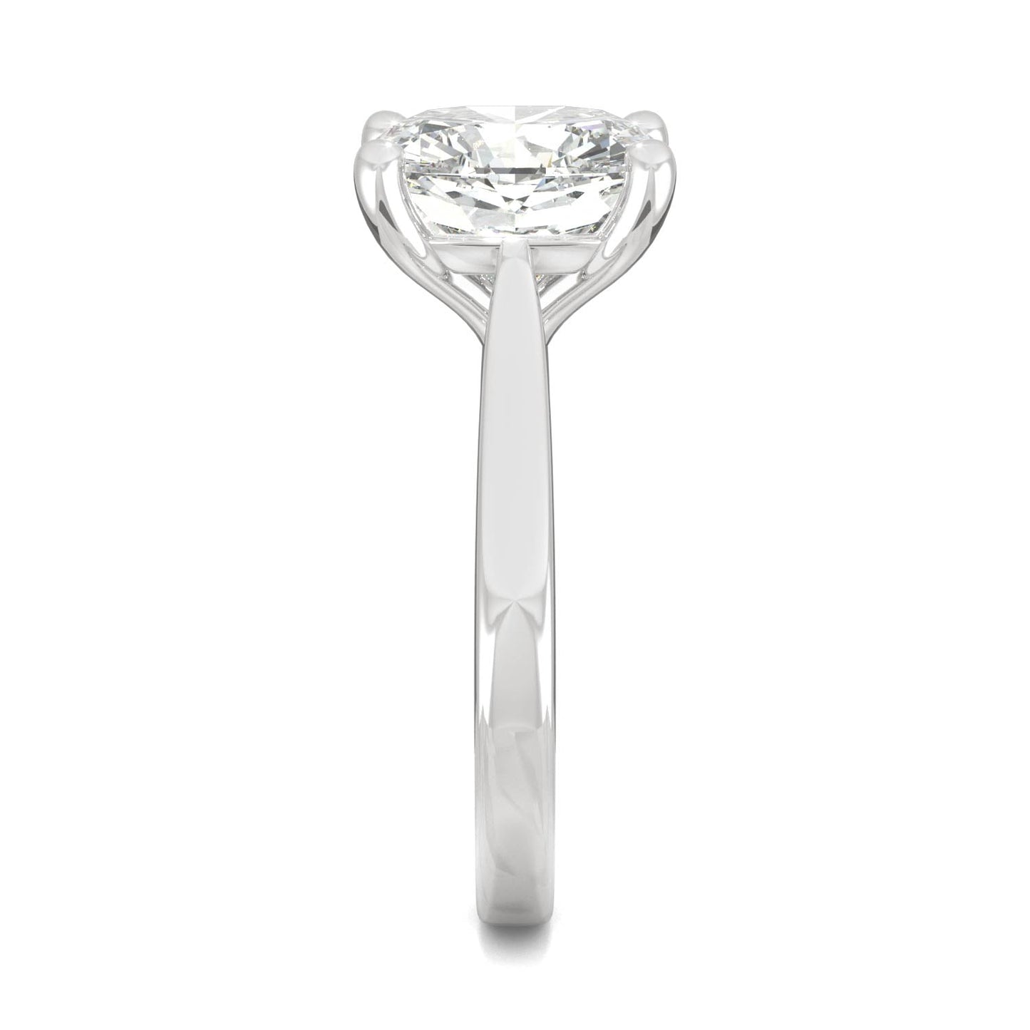4.20 CTW DEW Cushion Moissanite Solitaire Engagement Ring in 14K White Gold
