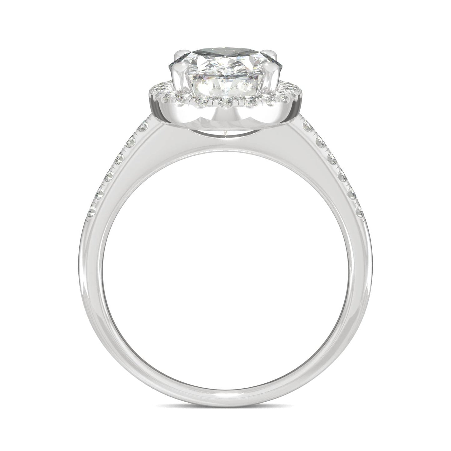 4.75 CTW DEW Elongated Oval Moissanite Halo Ring in 14K White Gold
