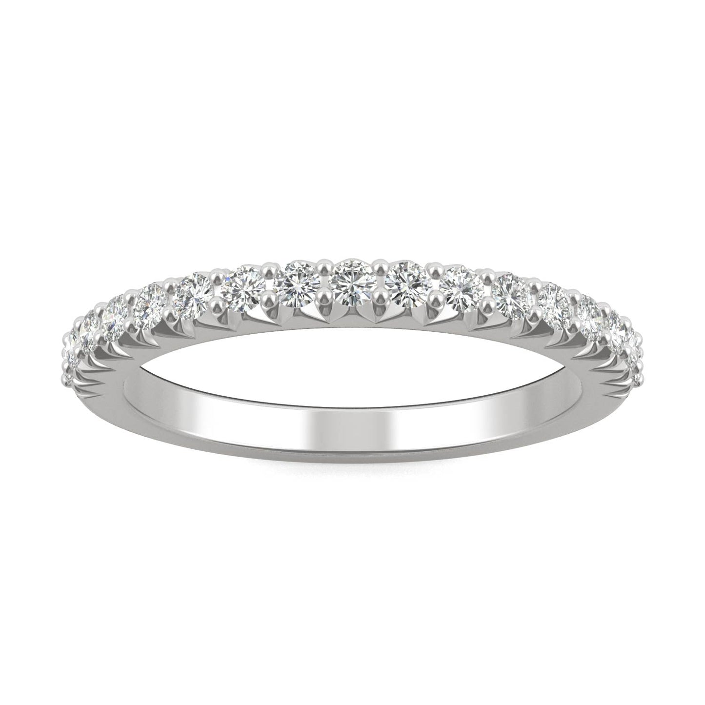 0.34 CTW DEW Round Moissanite Band in 14K White Gold
