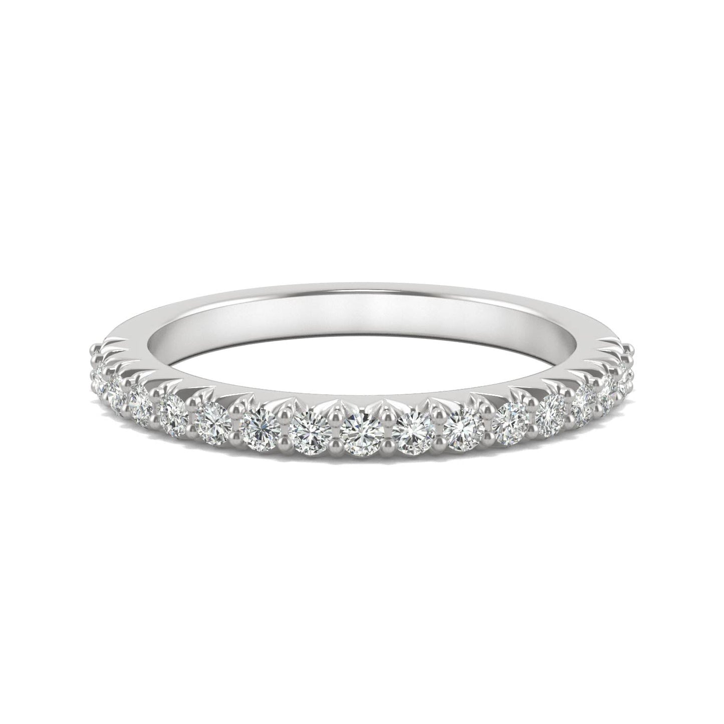 0.34 CTW DEW Round Moissanite Band in 14K White Gold