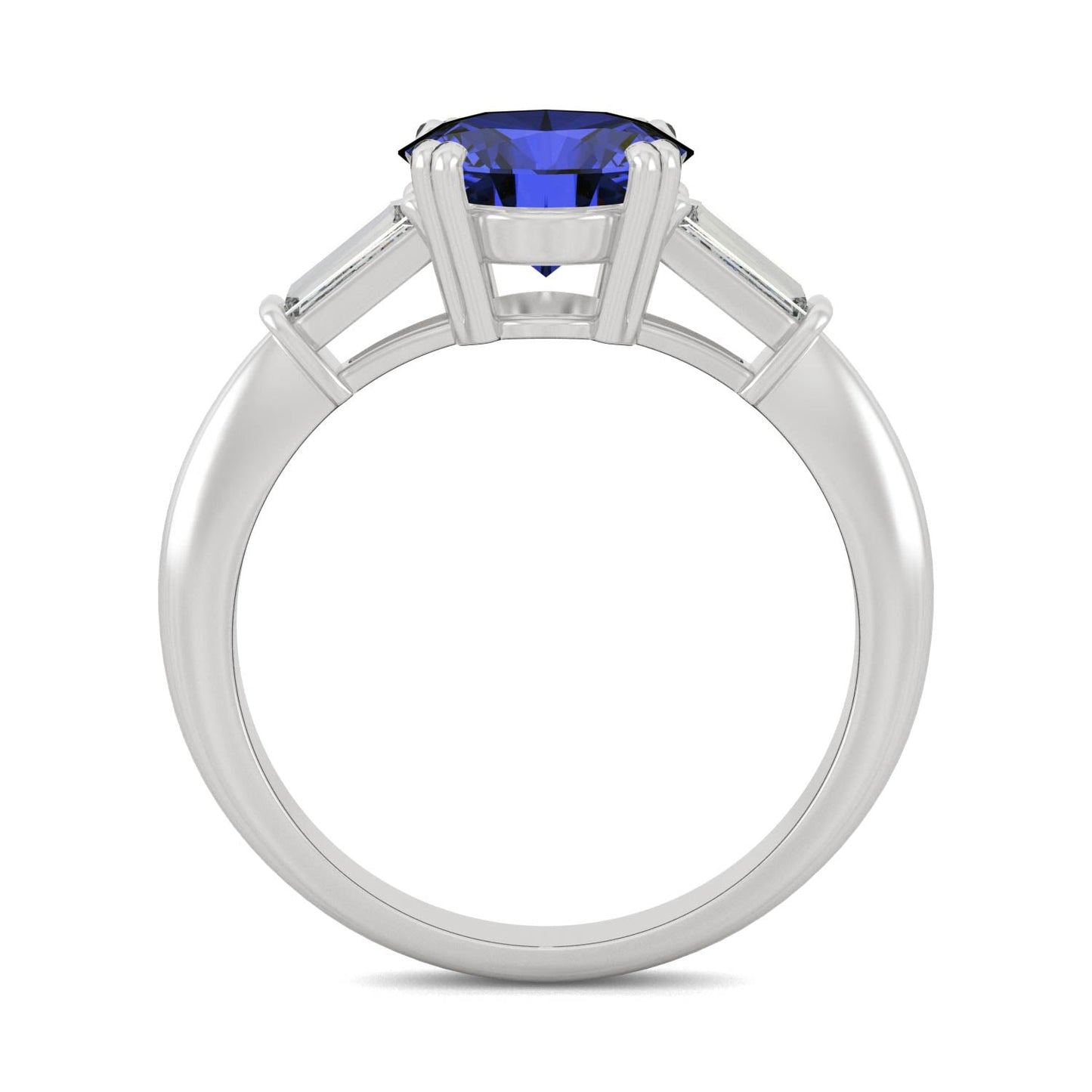 3.07 CTW DEW Round Created Sapphire Three-Stone Ring in 14K White Gold