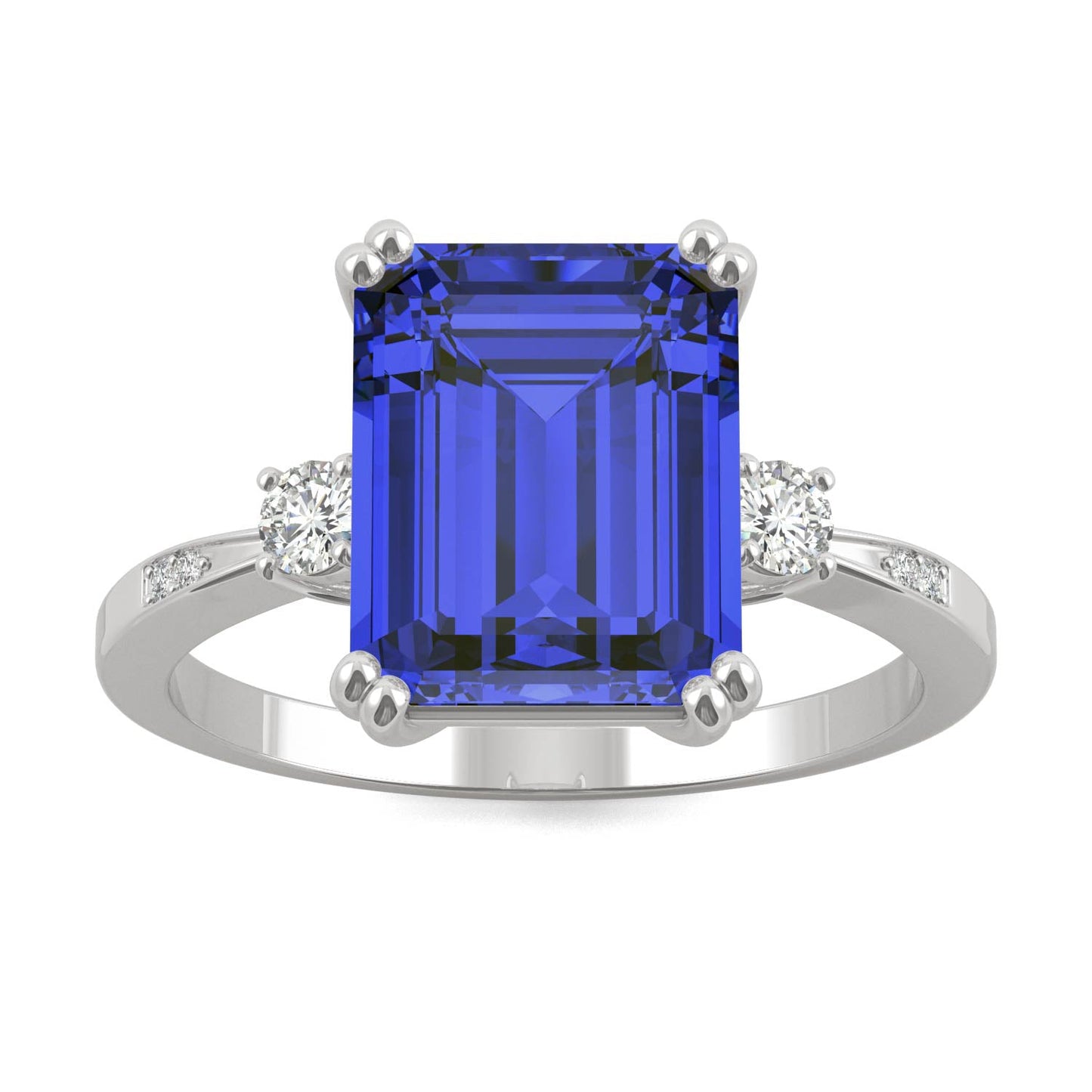 4.14 CTW DEW Created Emerald Sapphire Ring in 14K White Gold