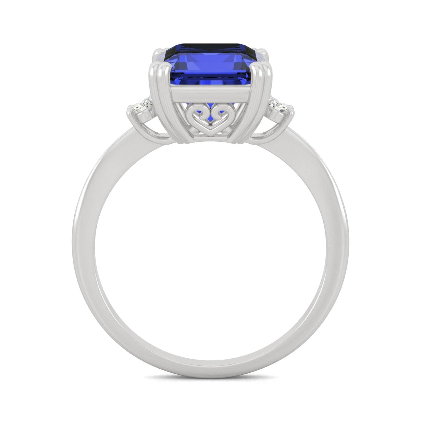 4.14 CTW DEW Created Emerald Sapphire Ring in 14K White Gold
