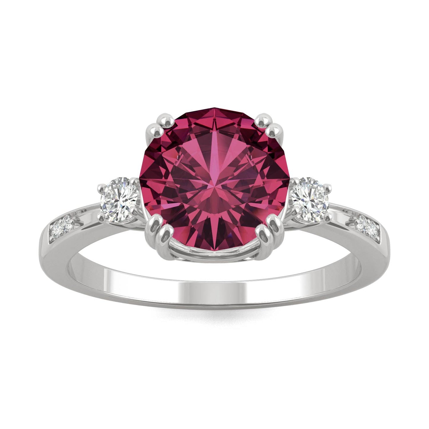 2.84 CTW DEW Round Created Ruby Ring in 14K White Gold