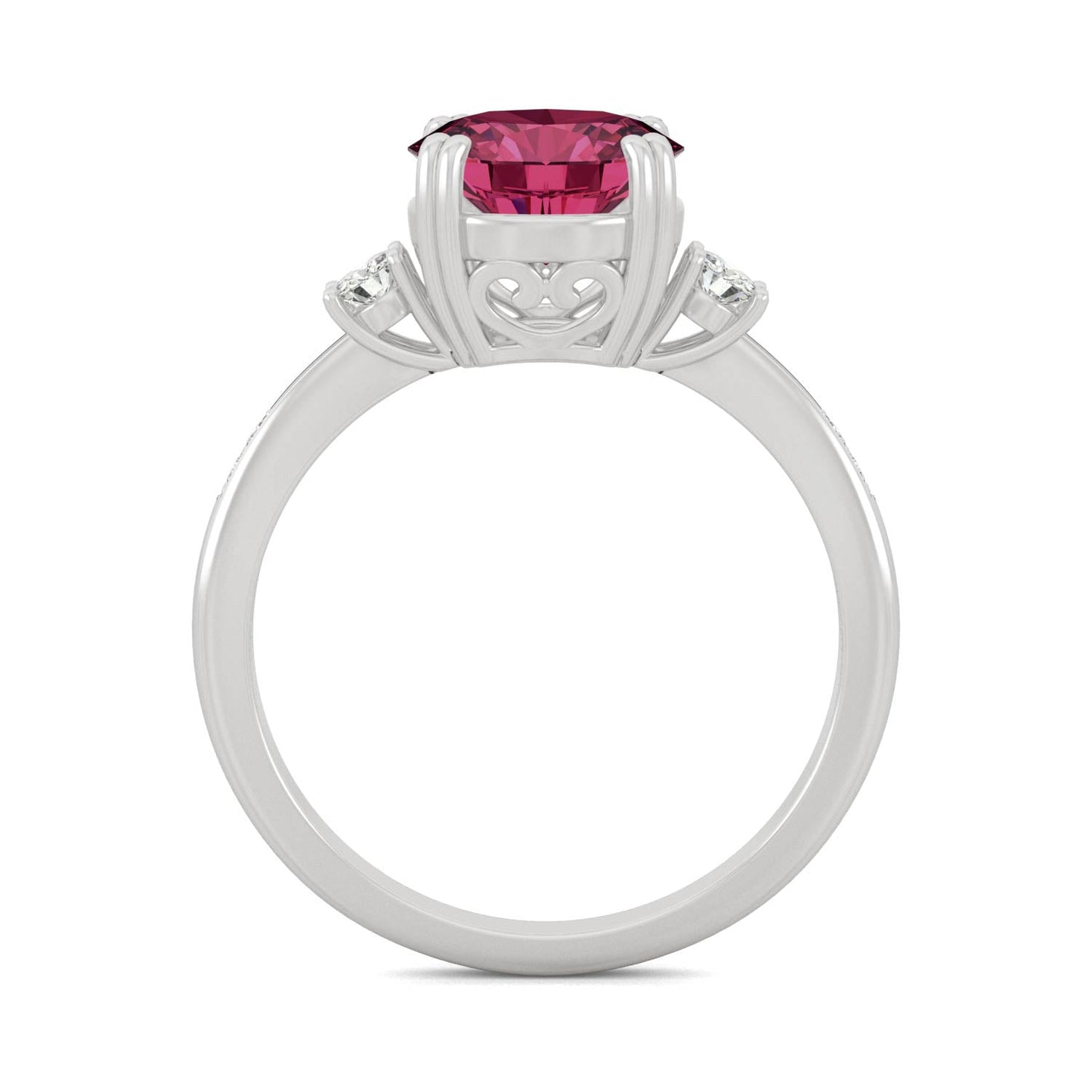 2.84 CTW DEW Round Created Ruby Ring in 14K White Gold