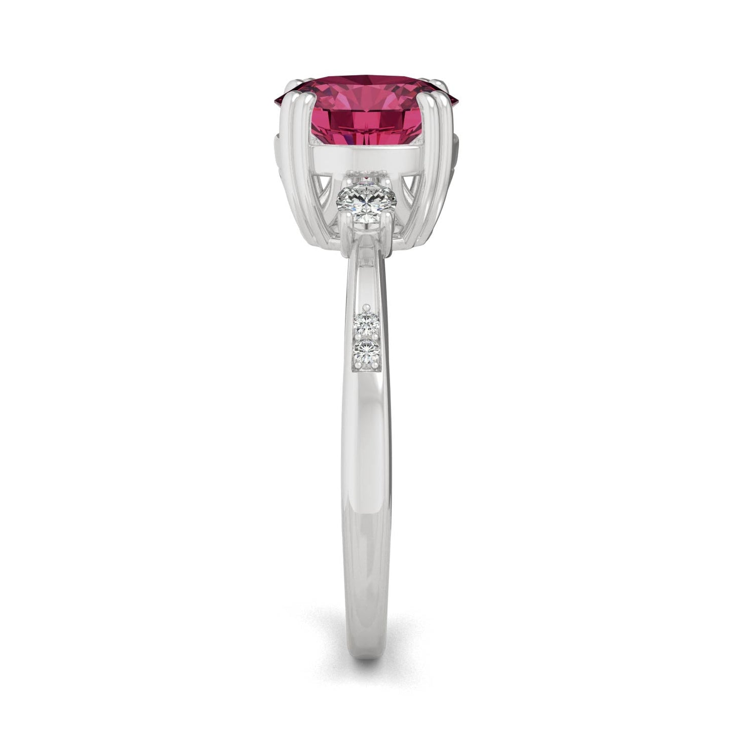 2.84 CTW DEW Round Created Ruby Ring in 14K White Gold