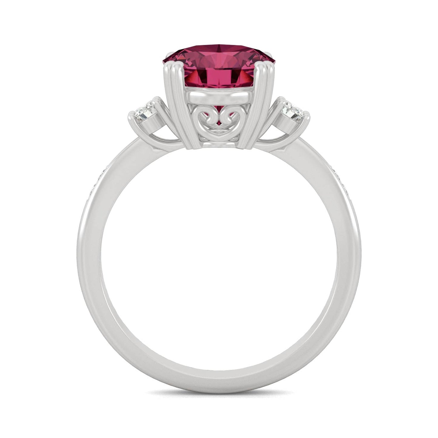 3.64 CTW DEW Oval Created Ruby Ring in 14K White Gold
