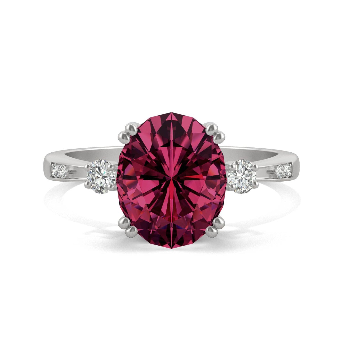 3.64 CTW DEW Oval Created Ruby Ring in 14K White Gold