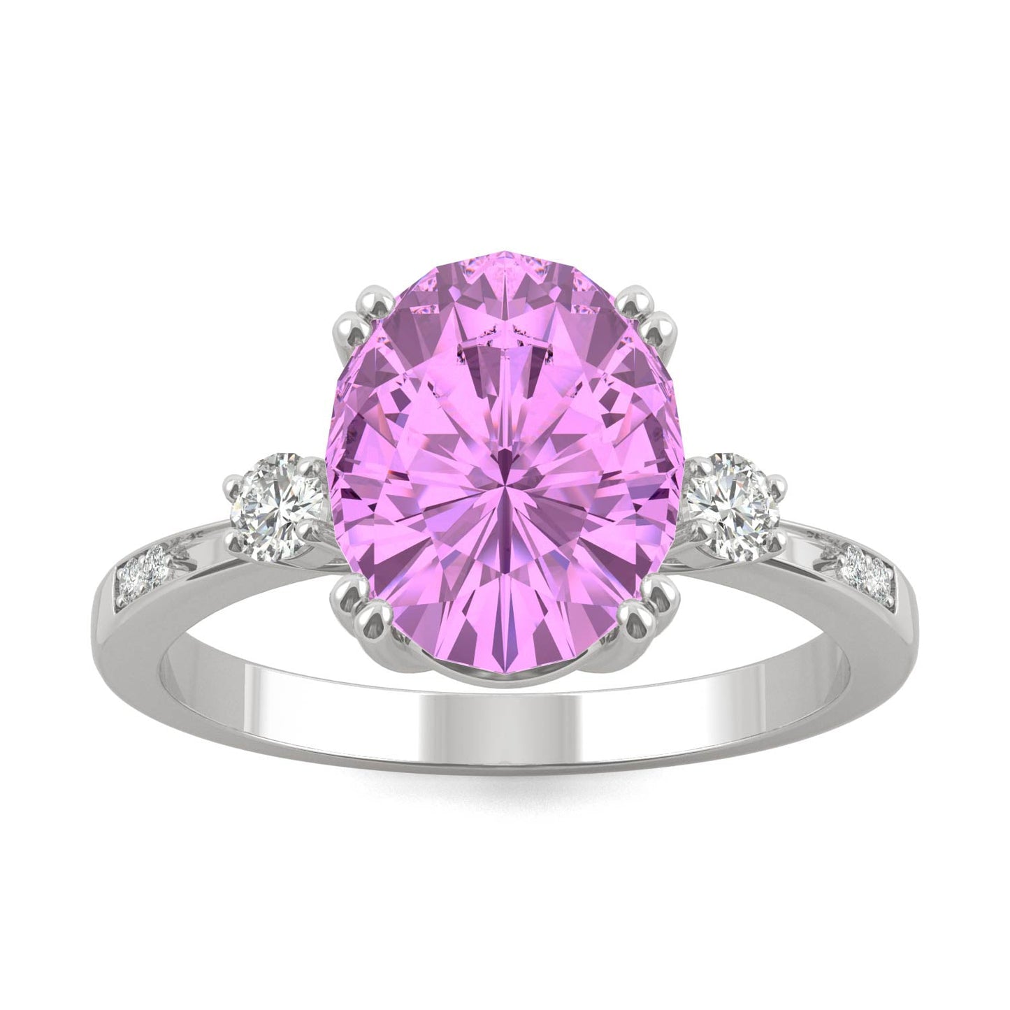3.64 CTW DEW Oval Sapphire Basket Ring in 14K White Gold