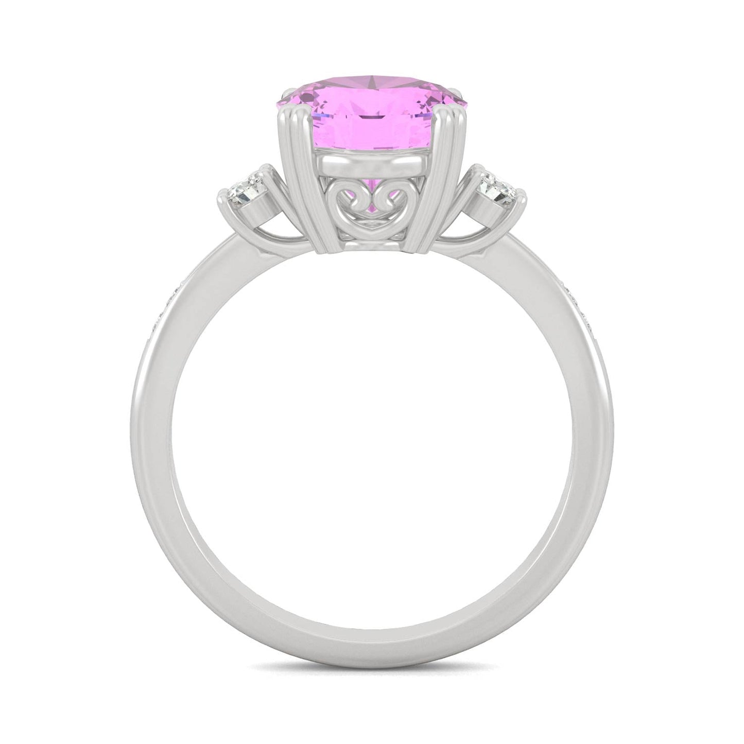 3.64 CTW DEW Oval Sapphire Basket Ring in 14K White Gold