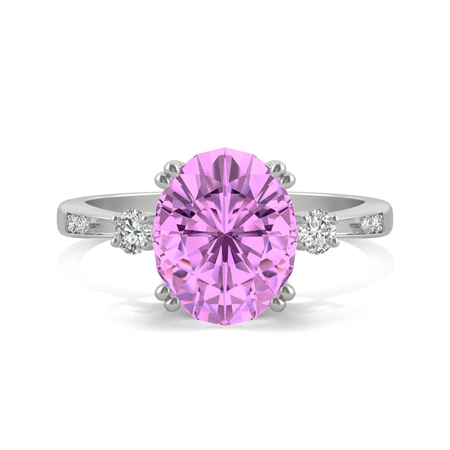 3.64 CTW DEW Oval Sapphire Basket Ring in 14K White Gold