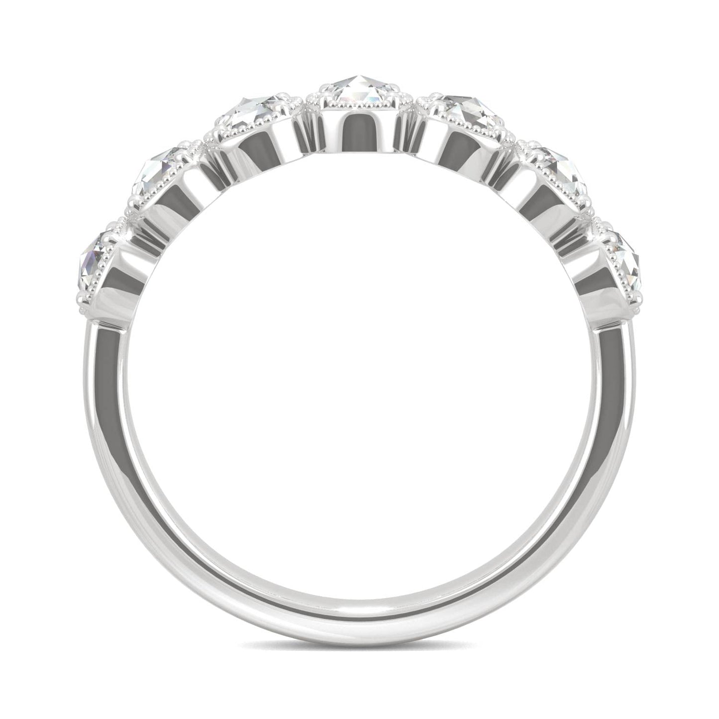 0.42 CTW DEW Rose-Cut Moissanite Seven-Stone Ring in 14K White Gold