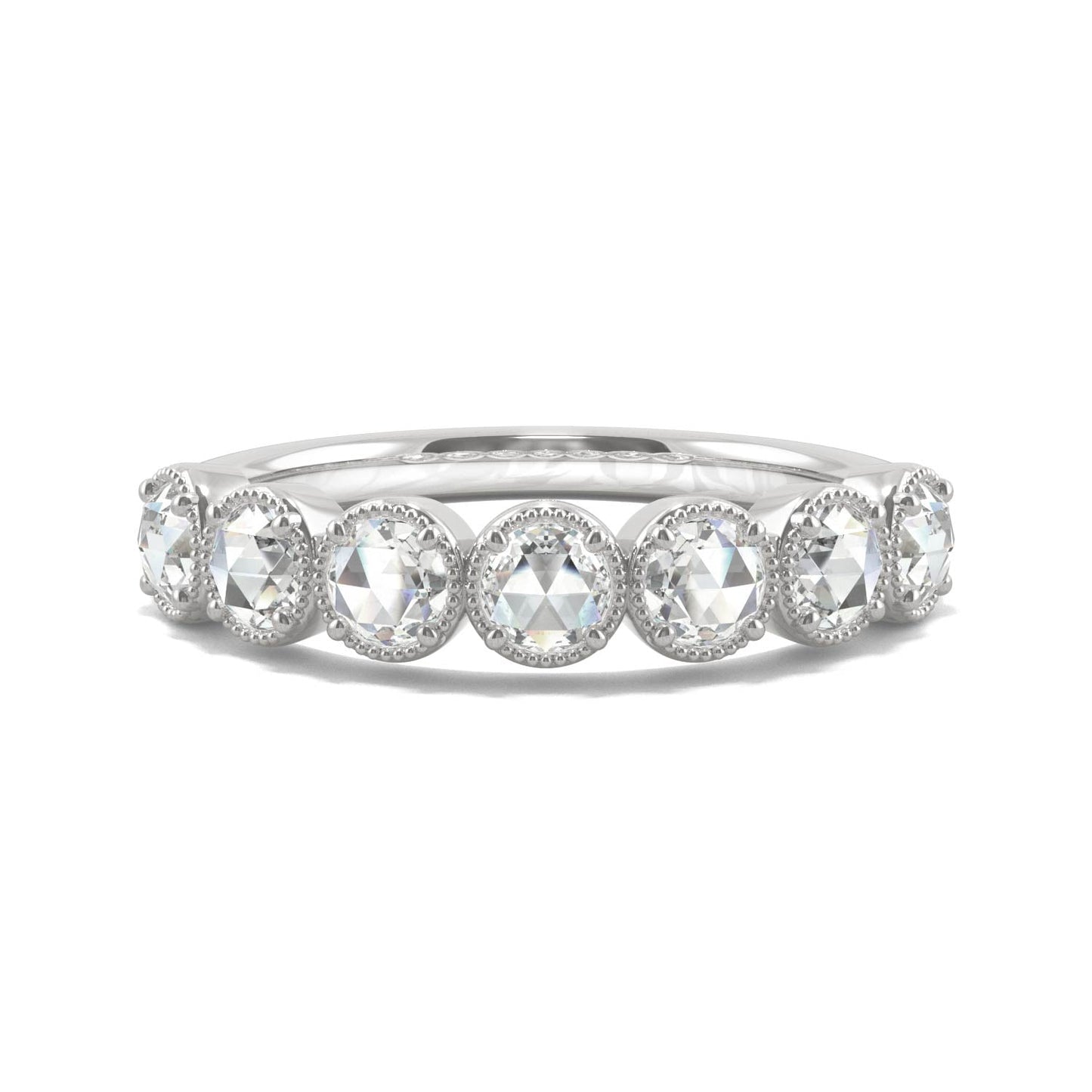 0.42 CTW DEW Rose-Cut Moissanite Seven-Stone Ring in 14K White Gold