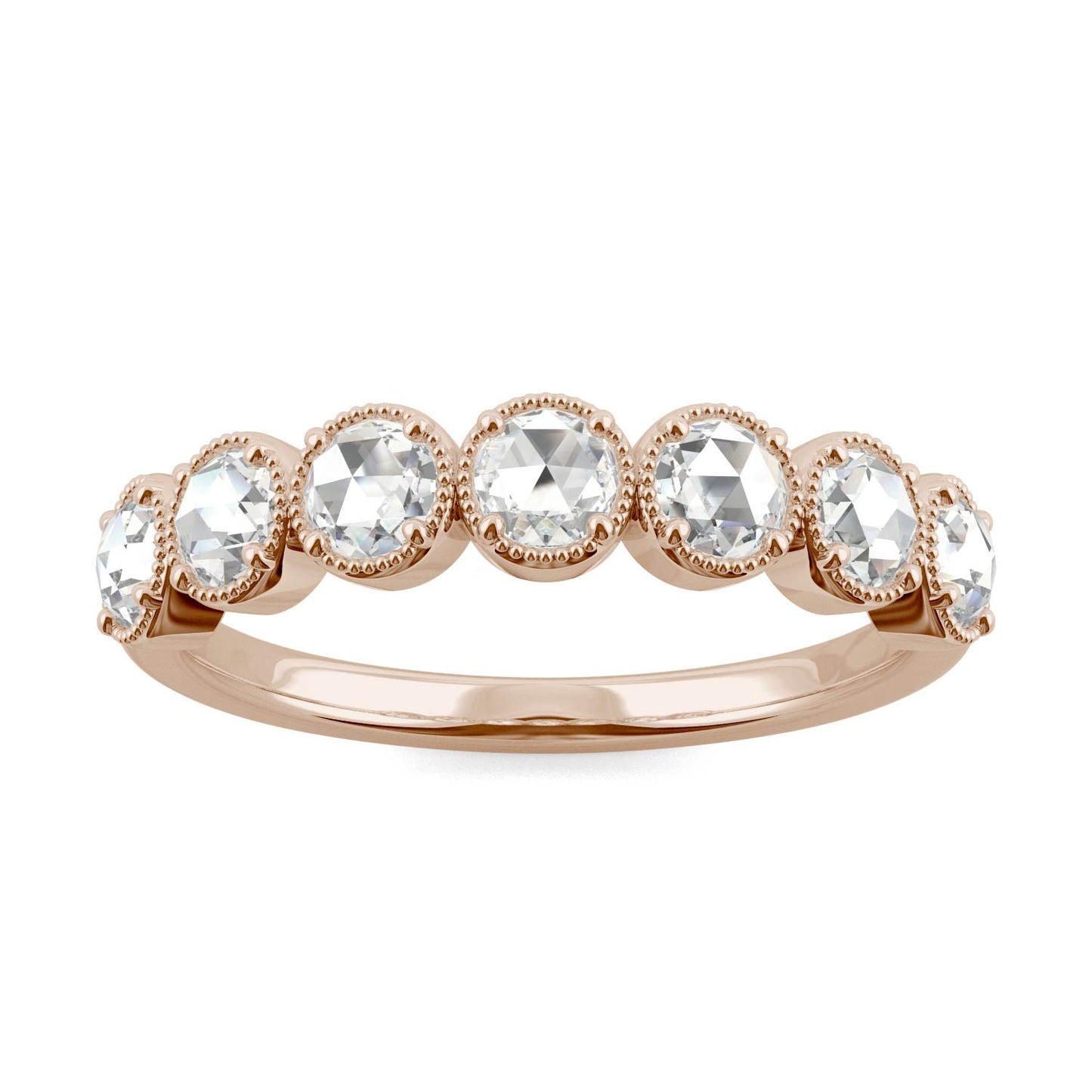 0.42 CTW DEW Rose-Cut Moissanite Seven-Stone Band in 14K Rose Gold